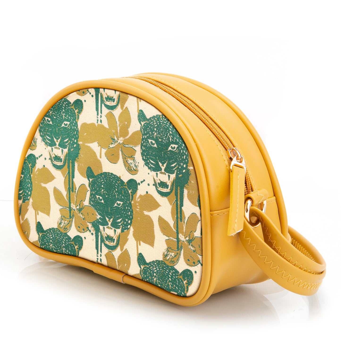 SACCI MUCCI Printed Handcrafted Crossbody Rainbow sling bag, Sling Bag for Women Ladies Single Shoulder Bag - Wild Print (Mustard) - SaumyasStore