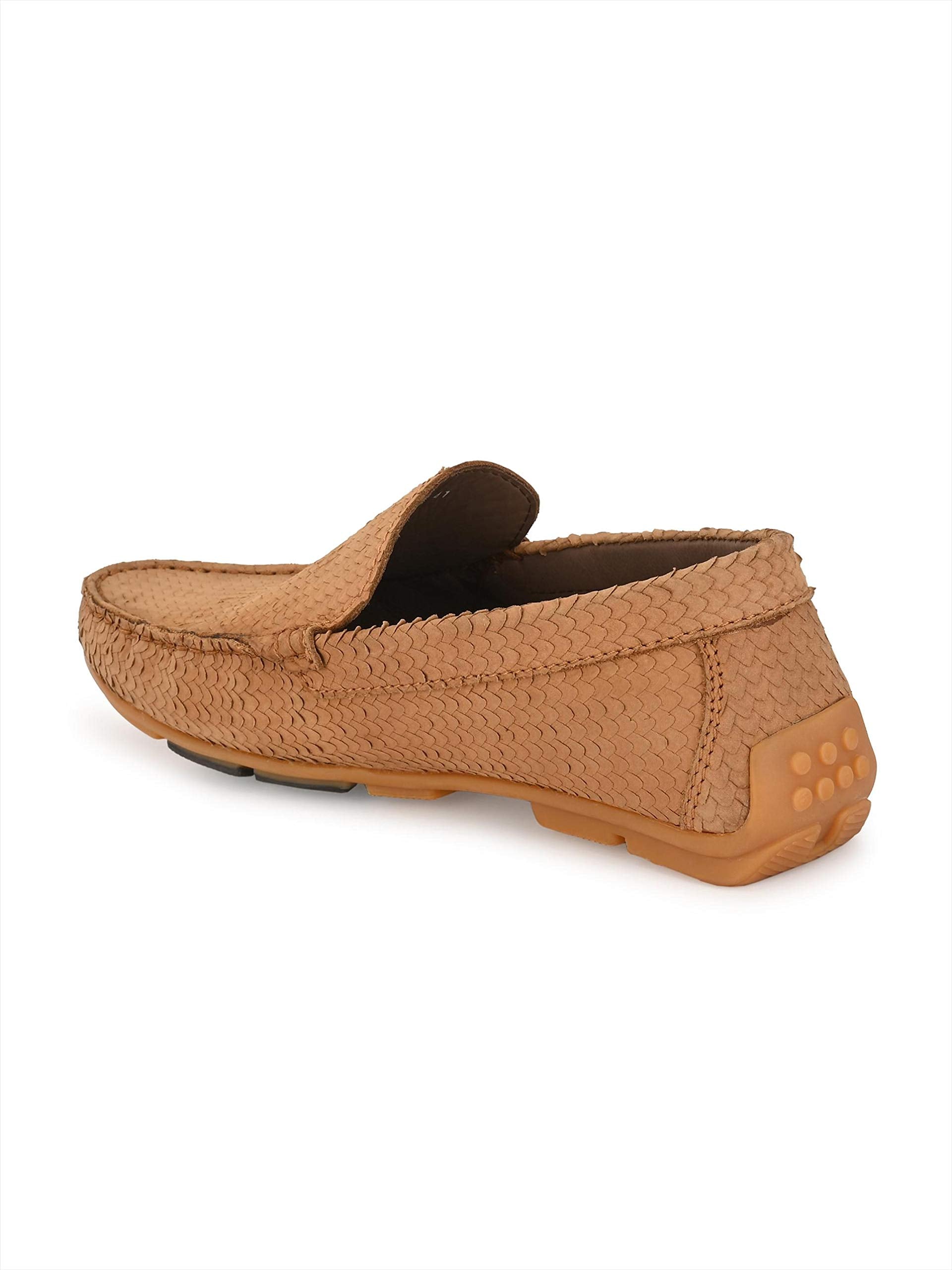 HITZ Men's Tan Leather Moccasins Loafer Shoes - SaumyasStore