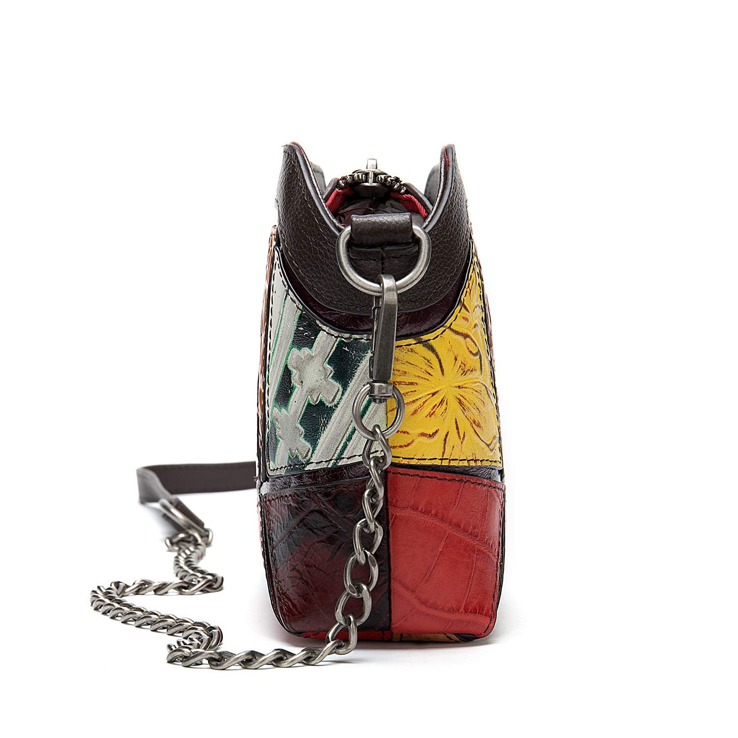 Handmade Genuine Leather Patchwork Ladies Handbags Exotic Boho Crossbody Purse Shoulder Bags for Women Block - SaumyasStore