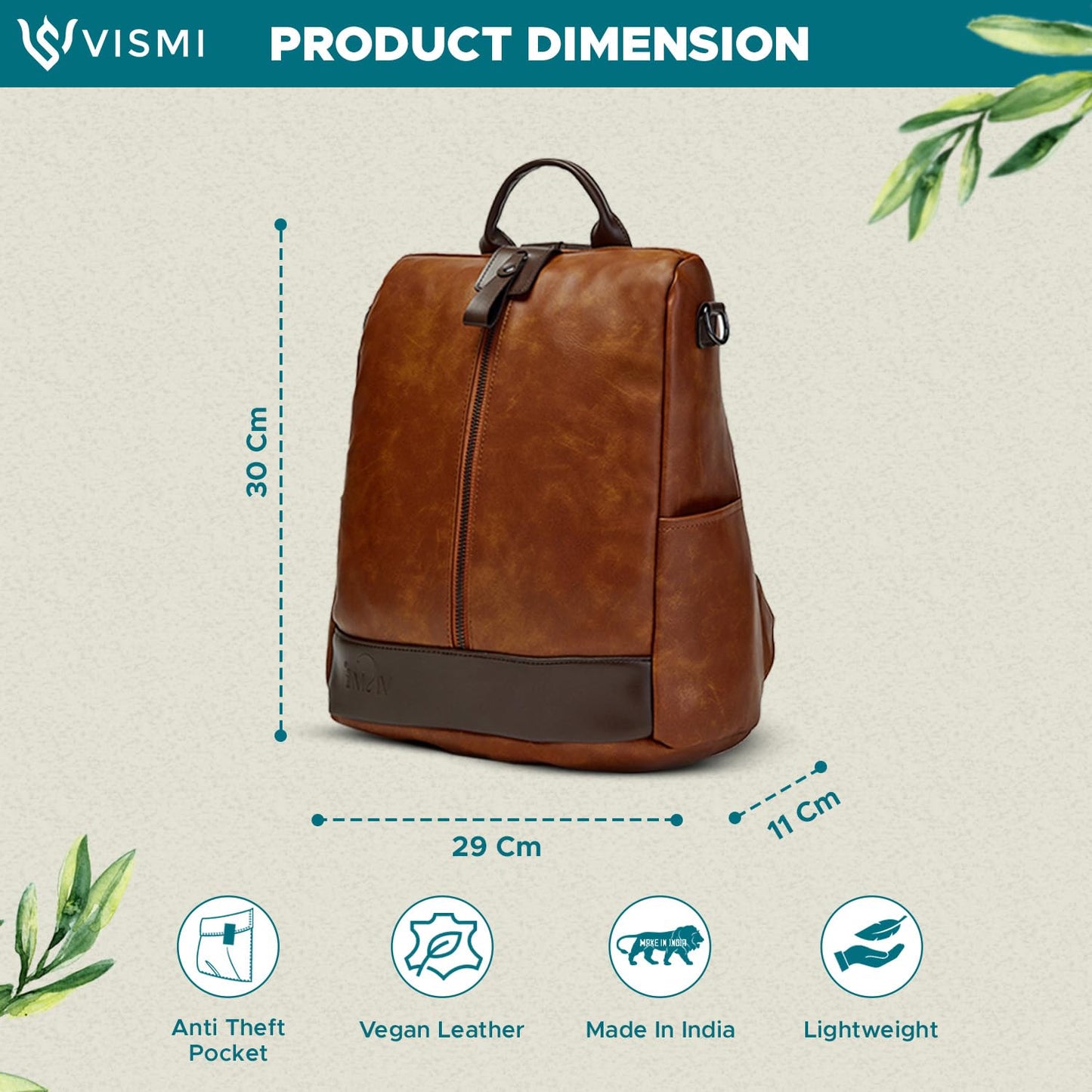 VISMIINTREND Stylish Leather Backpack Handbag Shoulder Sling Purse Bag for Women and Girls | College Bags | Belt | Travel | Work | Birthday Gift for Wife | Friend | Rakhi Gifts for Sister | Bhabhi - SaumyasStore