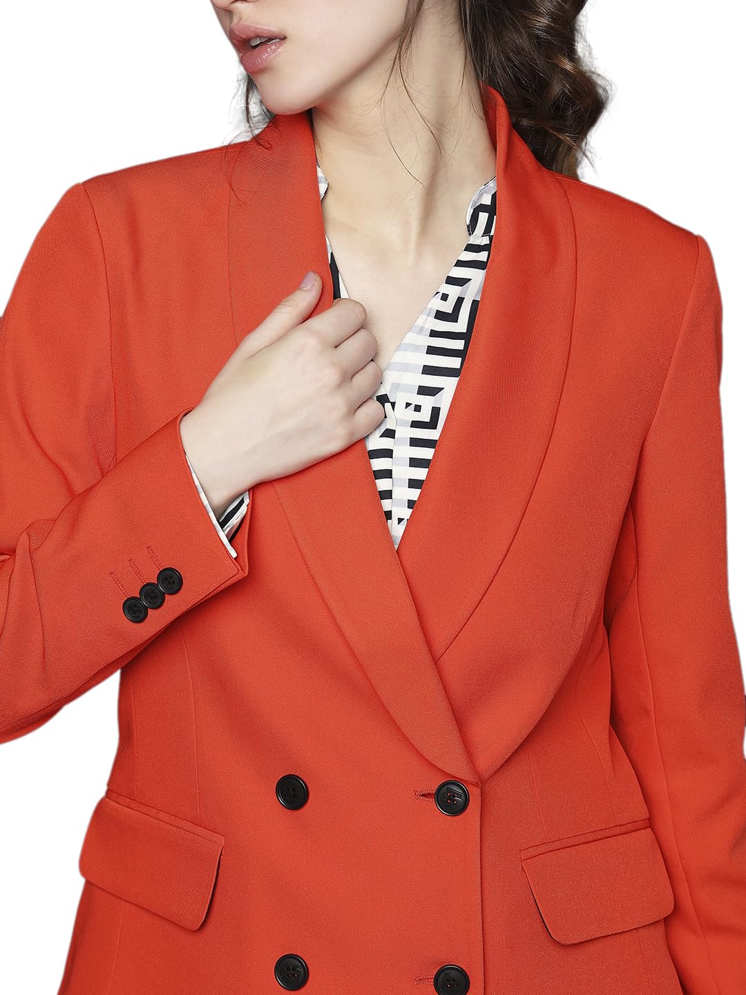 VERO MODA Women's Regular Blazer (10306955-Red Alert_Red - SaumyasStore