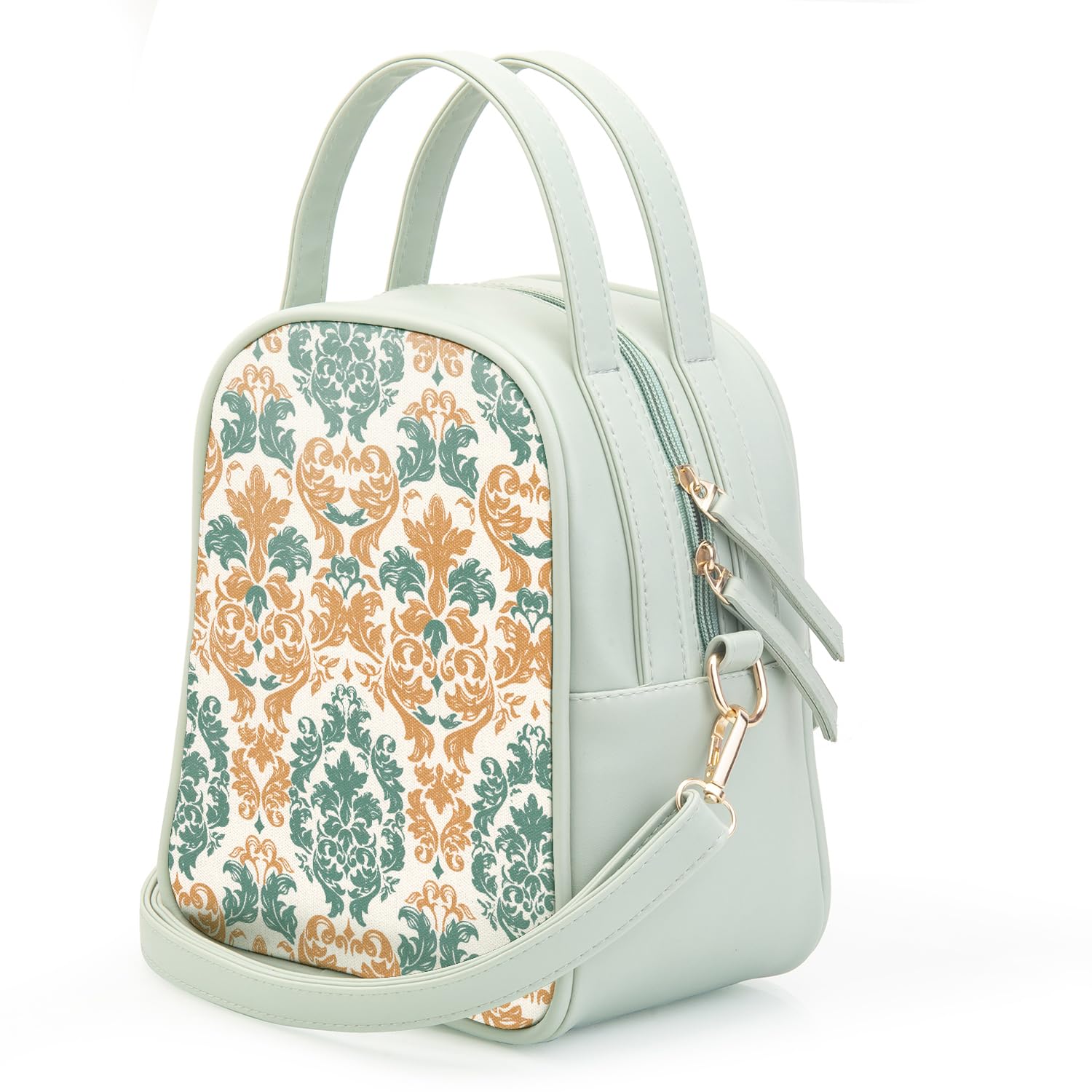 SACCI MUCCI Women's Satchel Handbag | Ladies Purse Handbag | Women's Beech Satchel Bag | Shoulder bags for women with long strap - Damask (Mint Green) - SaumyasStore