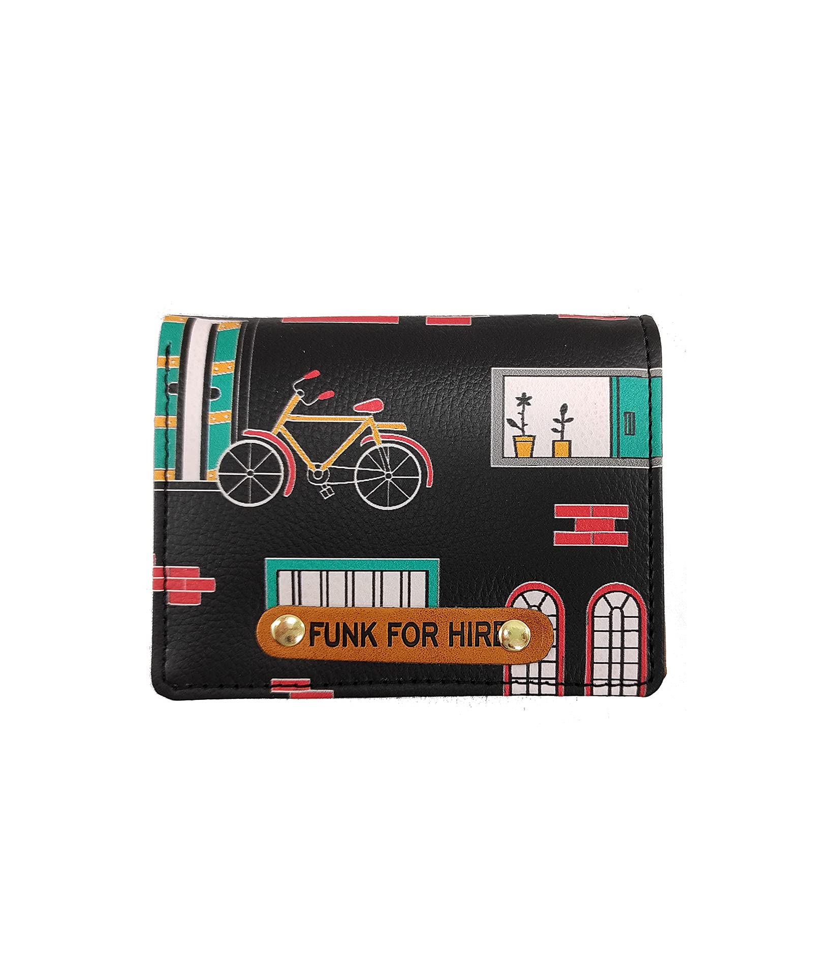 Funk For Hire Black Faux Leather Unisex Card Holder Wallet - SaumyasStore