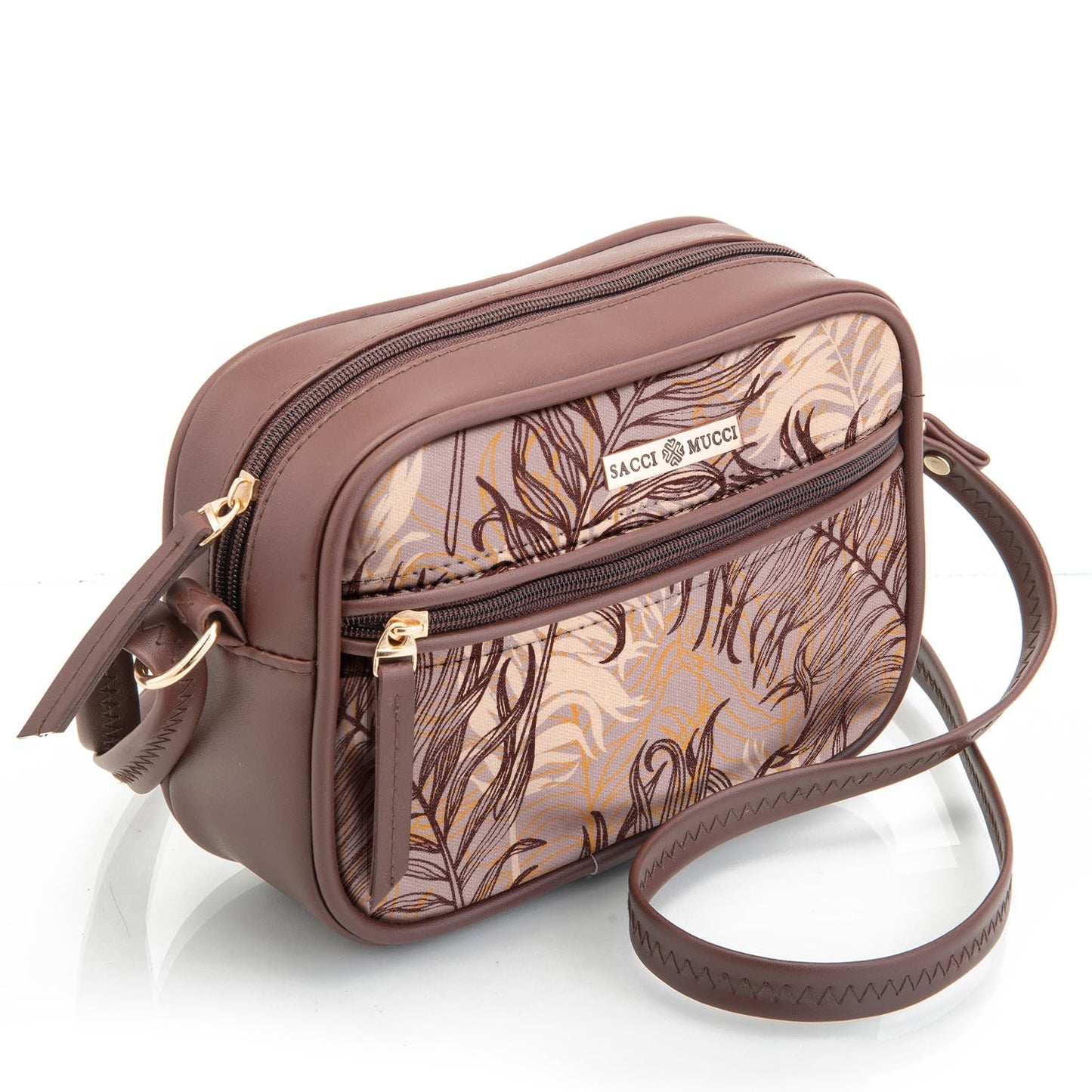 SACCI MUCCI Boxy Shoulder Sling Crossbody Bag for Women, Stylish Sling Bag For Girls, Ladies Purse, Shoulder Bag, Gift for Girls - Botanical (Brown) - SaumyasStore