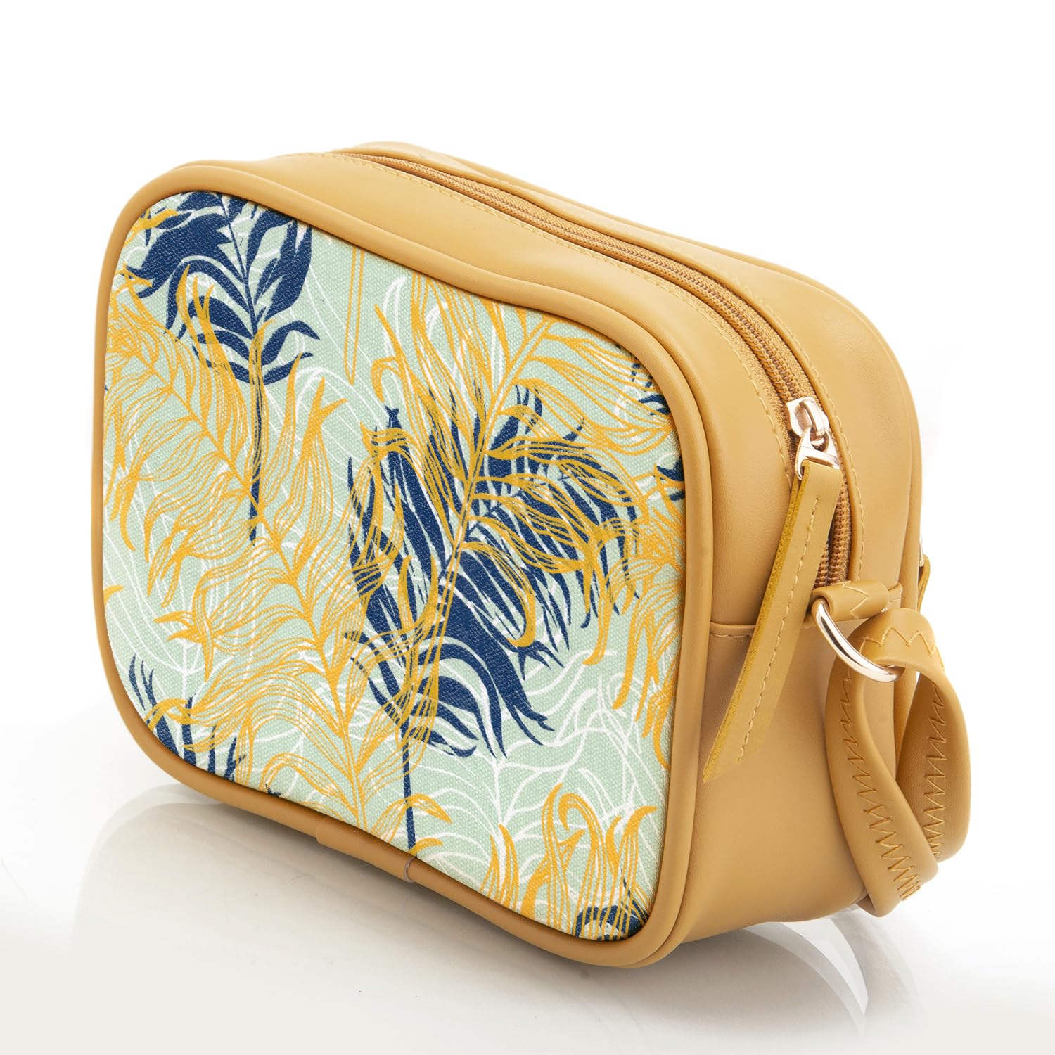 SACCI MUCCI Stylish Box Sling Bag for girls | Side Purse for Women Stylish Latest | Cross Body Sling Box Bags for Girls - Botanical (Mustard) - SaumyasStore