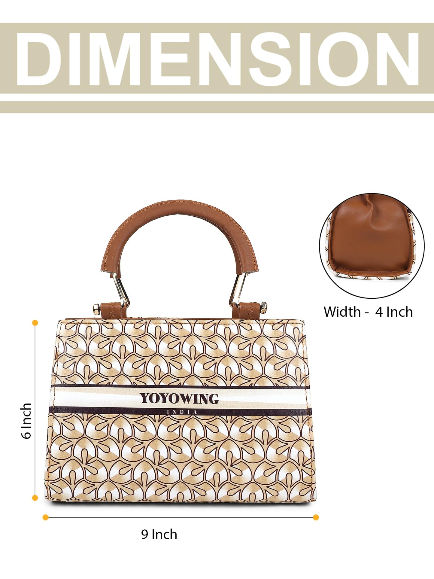 YOYOWING Cherry Brown Sling bag for women PU Synthetic Leather Cross body Ladies sling purse travel Geometric Pattern - SaumyasStore