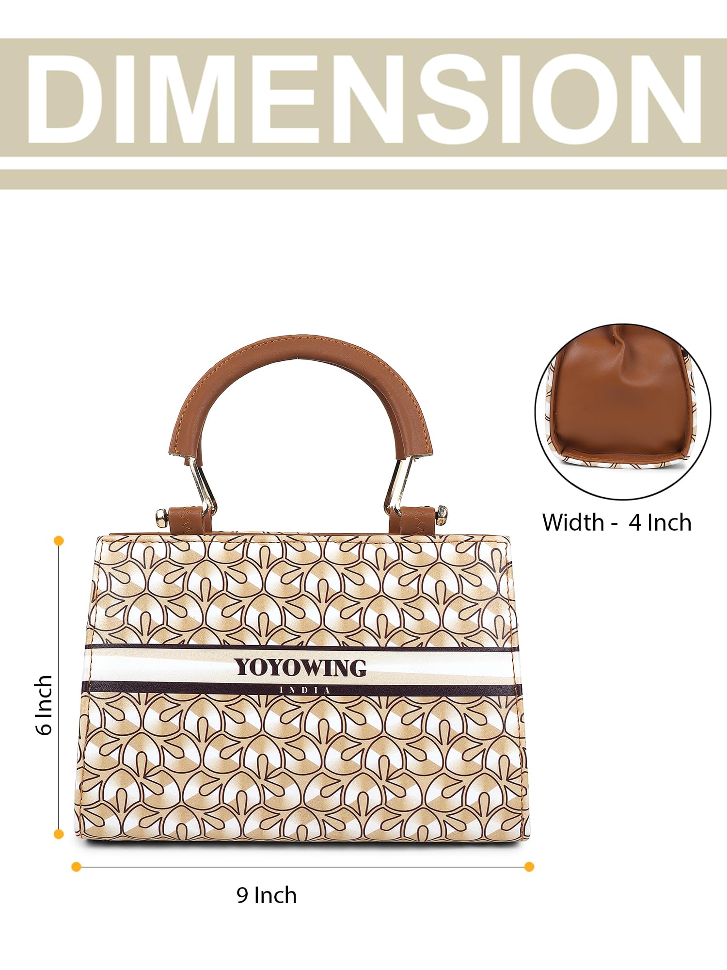YOYOWING Cherry Brown Sling bag for women PU Synthetic Leather Cross body Ladies sling purse travel Geometric Pattern - SaumyasStore
