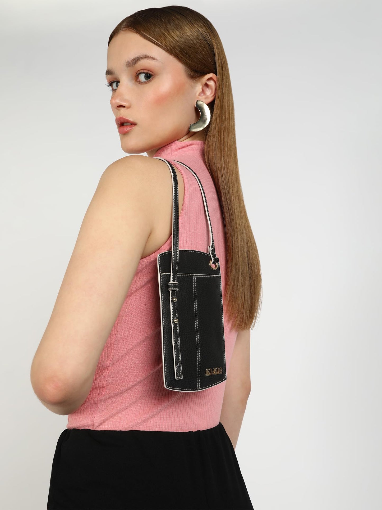 KLEIO Vegan Leather Small & Sleek Mobile Pouch Sling Crossbody Bag with Adjustable Sling and Card Slots for Women & Girls - SaumyasStore