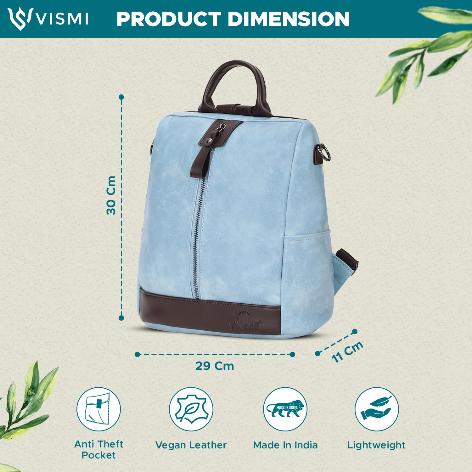 VISMIINTREND Stylish Leather Backpack Handbag Shoulder Sling Purse Bag for Women and Girl | College Bags for Girls | Belt | Travel | Work | Birthday Gift for Wife | Rakhi Gifts for Sisters | Bhabhi - SaumyasStore