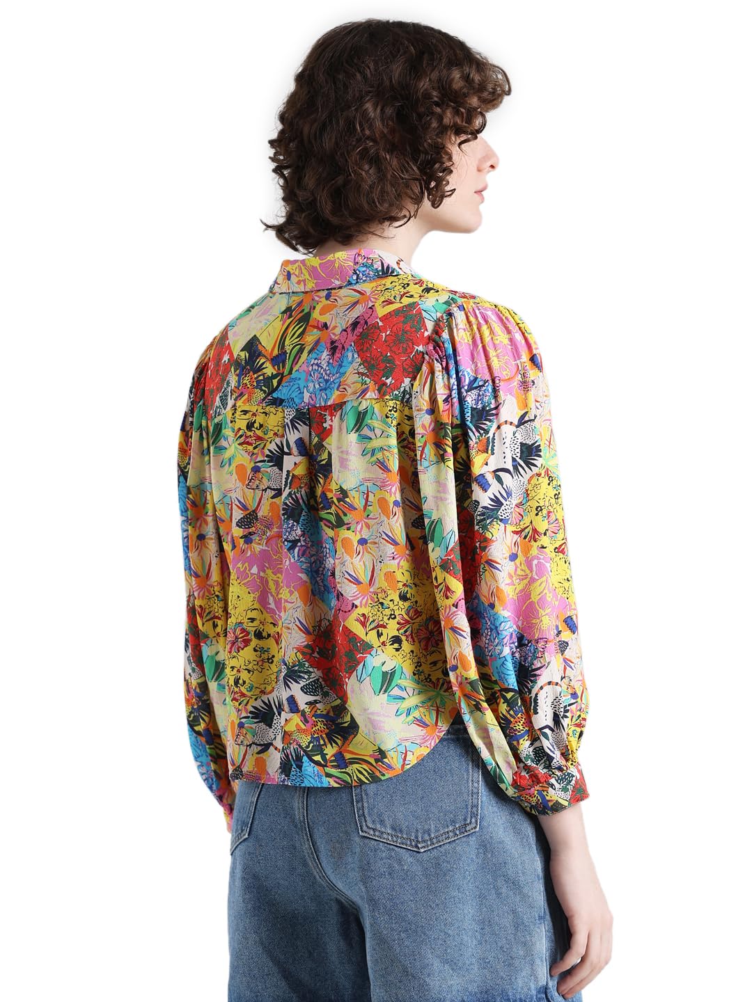 ONLY Women's Floral Relaxed Fit Shirt (15334388- Lemon - SaumyasStore