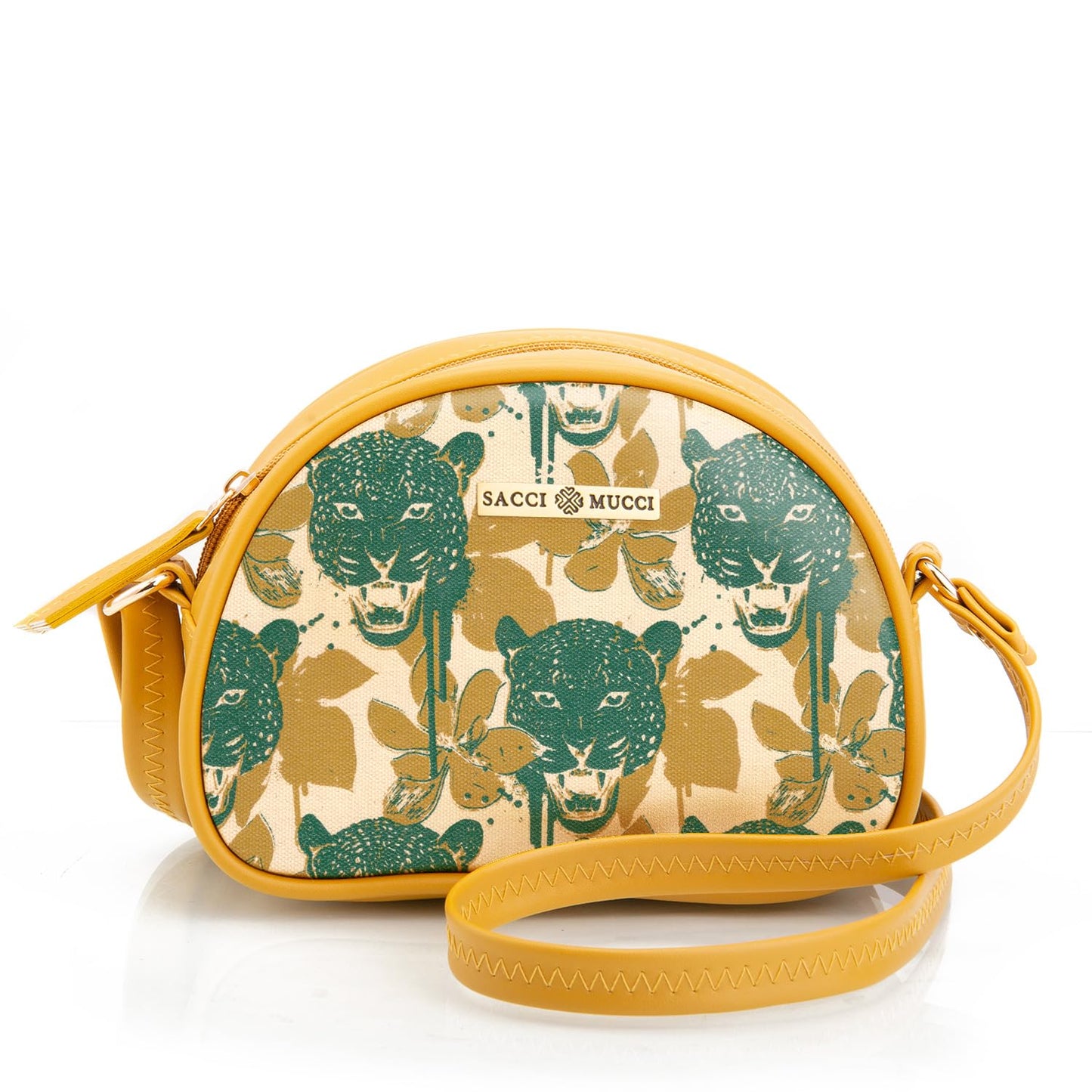 SACCI MUCCI Printed Handcrafted Crossbody Rainbow sling bag, Sling Bag for Women Ladies Single Shoulder Bag - Wild Print (Mustard) - SaumyasStore