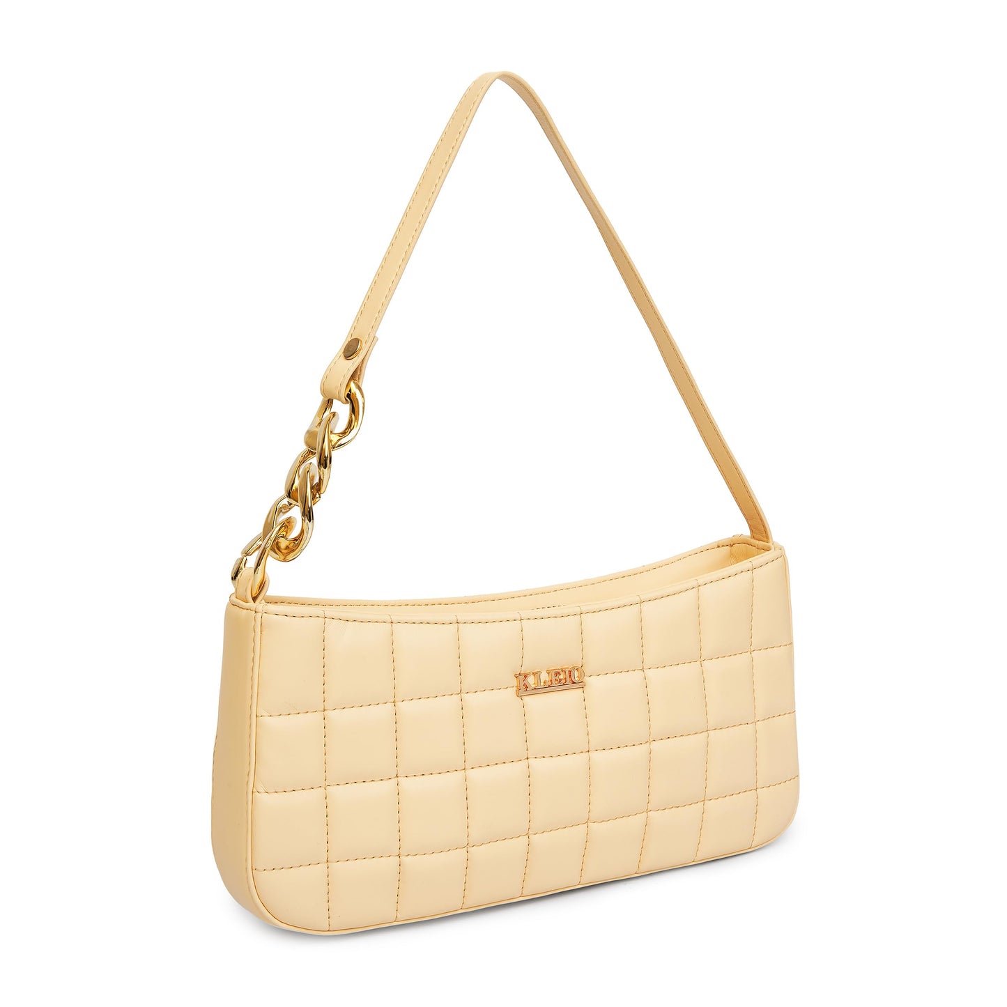 KLEIO Vegan Leather Quilted Elegant Sling Bag For Women with Zip Closure (Cream) | Casual Crossbody Bag for Girls for Everyday Use | Suitable for Parties, Functions, College & Office - SaumyasStore