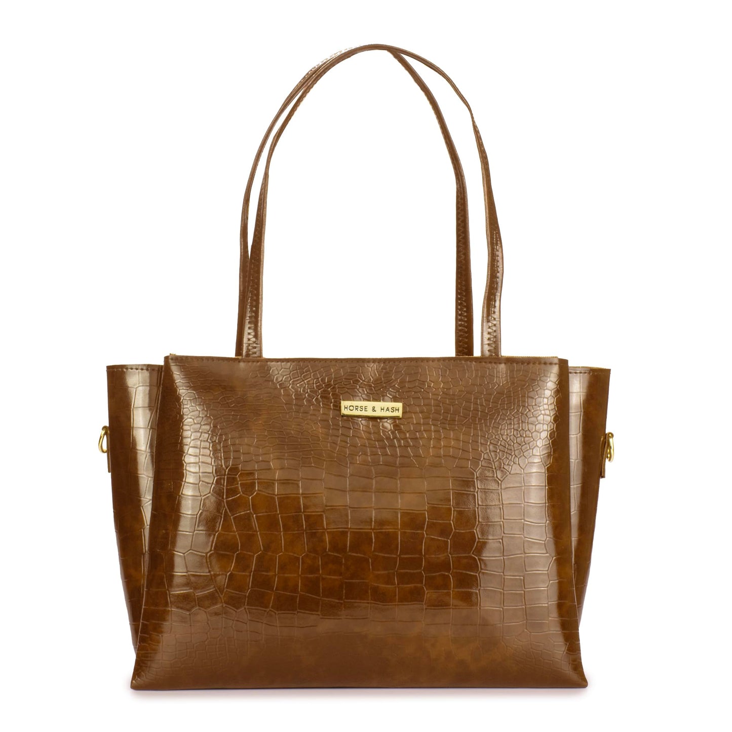 Horse and Hash Croco Pattern Tote Bags For Womens and Girls Shoulder Bag Extra Spacious (Tan) - SaumyasStore