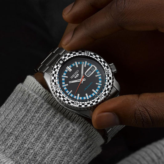 Seiko 5 Sports Watch Black & White ‘Checker Flag’ Special Edition-SRPK67K1 - SaumyasStore