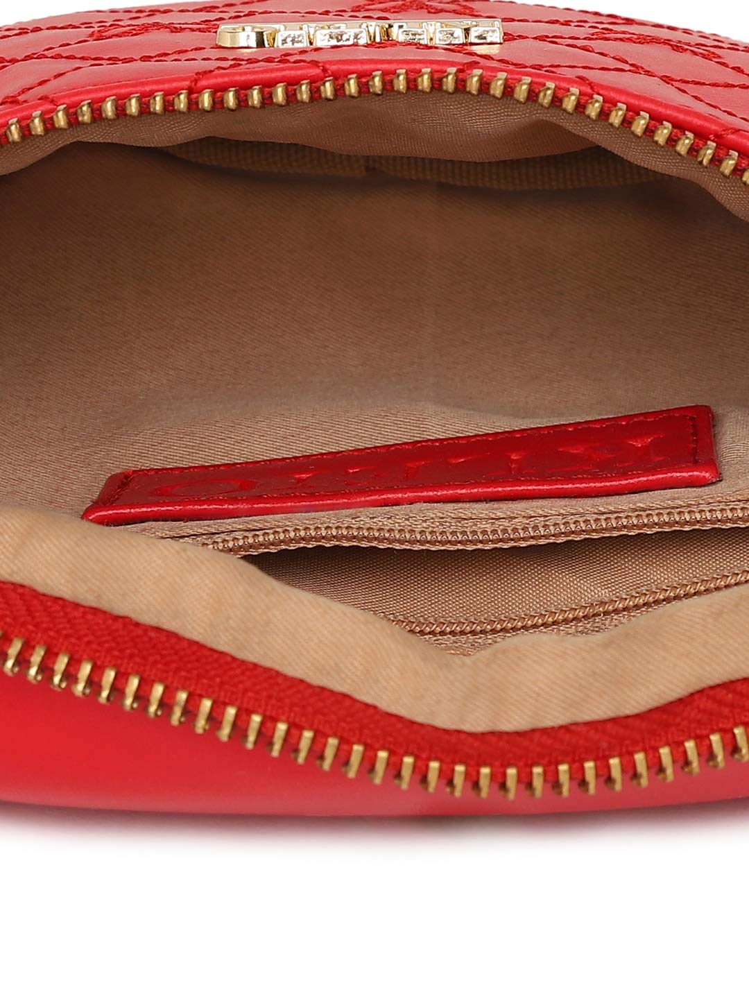 KLEIO Quilted Chain Sling Waist Belt Pouch for Women Girls (HO8017KL-RE) (Red) - SaumyasStore