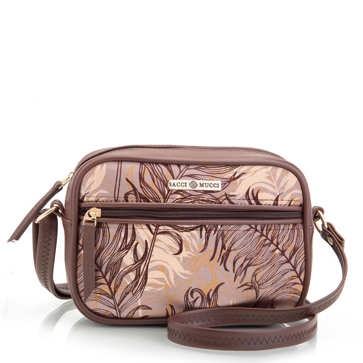 SACCI MUCCI Boxy Shoulder Sling Crossbody Bag for Women, Stylish Sling Bag For Girls, Ladies Purse, Shoulder Bag, Gift for Girls - Botanical (Brown) - SaumyasStore