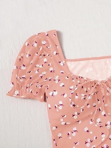 AAHWAN Puff Sleeves Floral Print Crop Top For Women's - SaumyasStore