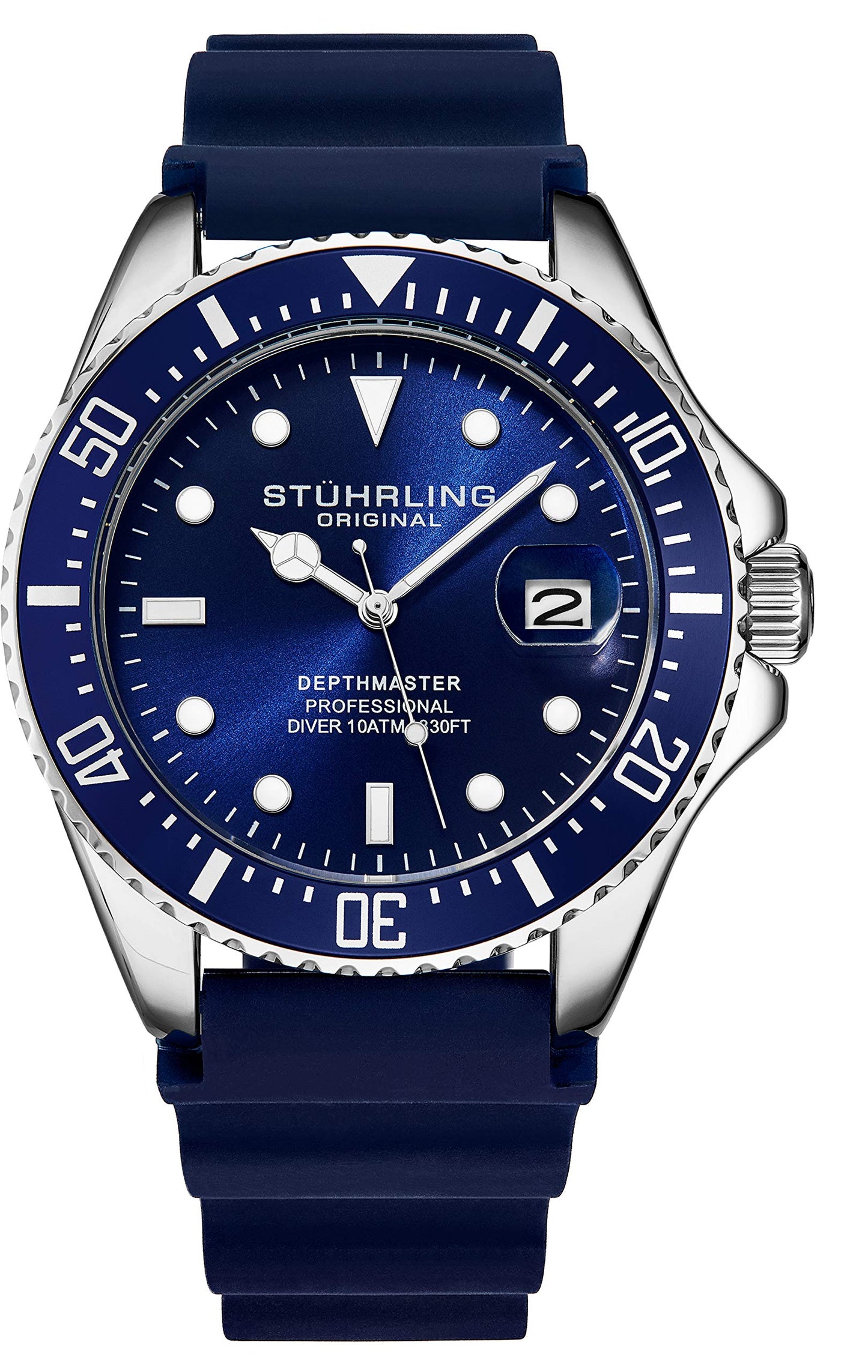 Stuhrling Original Watches for Men - Pro Diver Watch - Sports Watch for Men with Screw Down Crown for 330 Ft. of Water Resistance - Analog Dial, Quartz Movement - Mens Watches Collection (Blue) - SaumyasStore