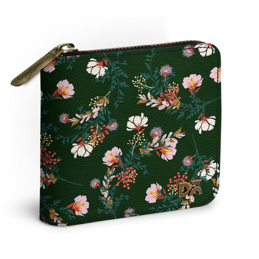 DailyObjects Lush Midnight Women's Zip Card and Coin Wallet | Made with Vegan Leather | Carefully Handcrafted | Slim and Easy to Fit in Pocket - SaumyasStore