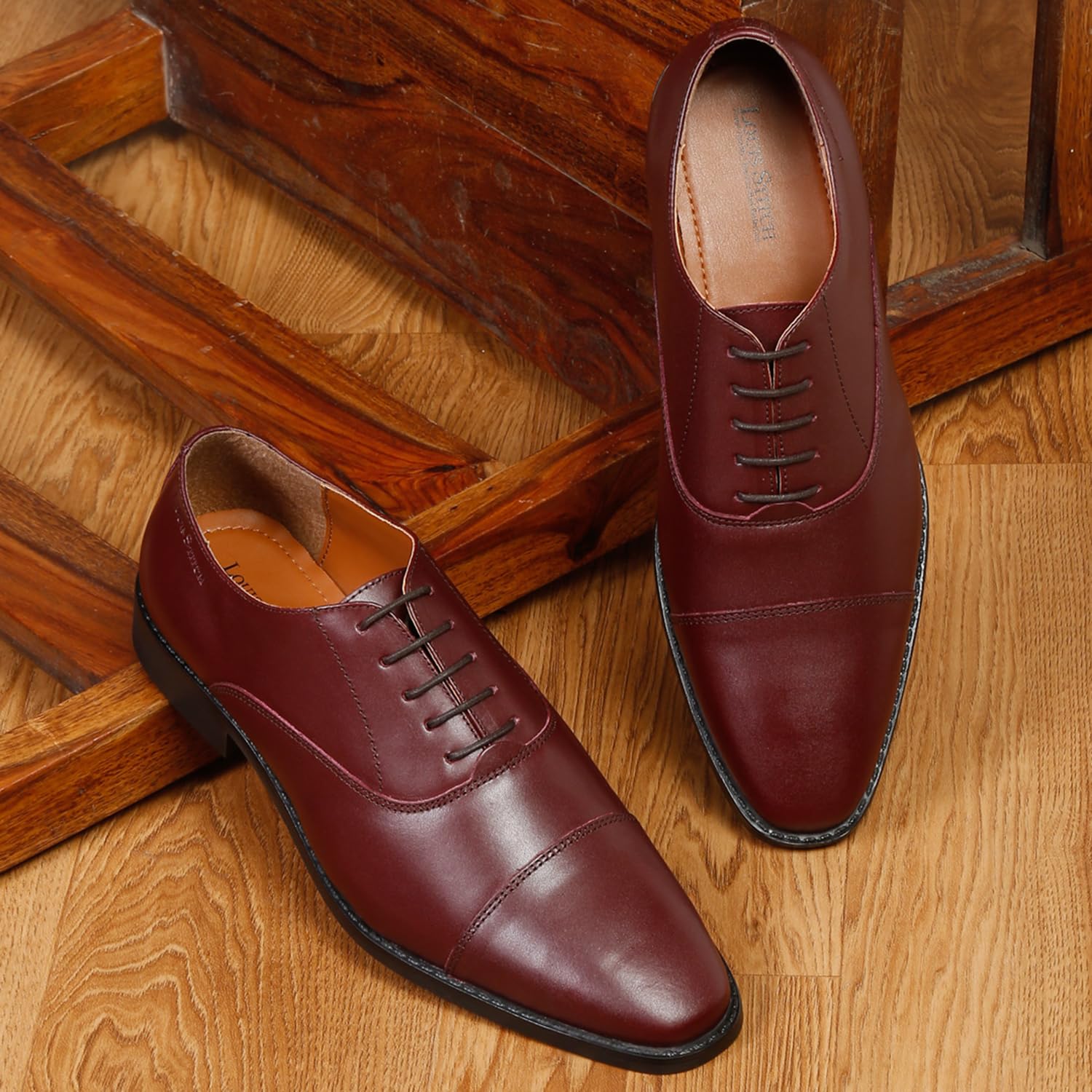 LOUIS STITCH Men's Rosewood Italian Leather Formal Derby Shoes Comfortable Handcrafted Formal Lace Ups for Men (RXCTRW) UK 11 - SaumyasStore