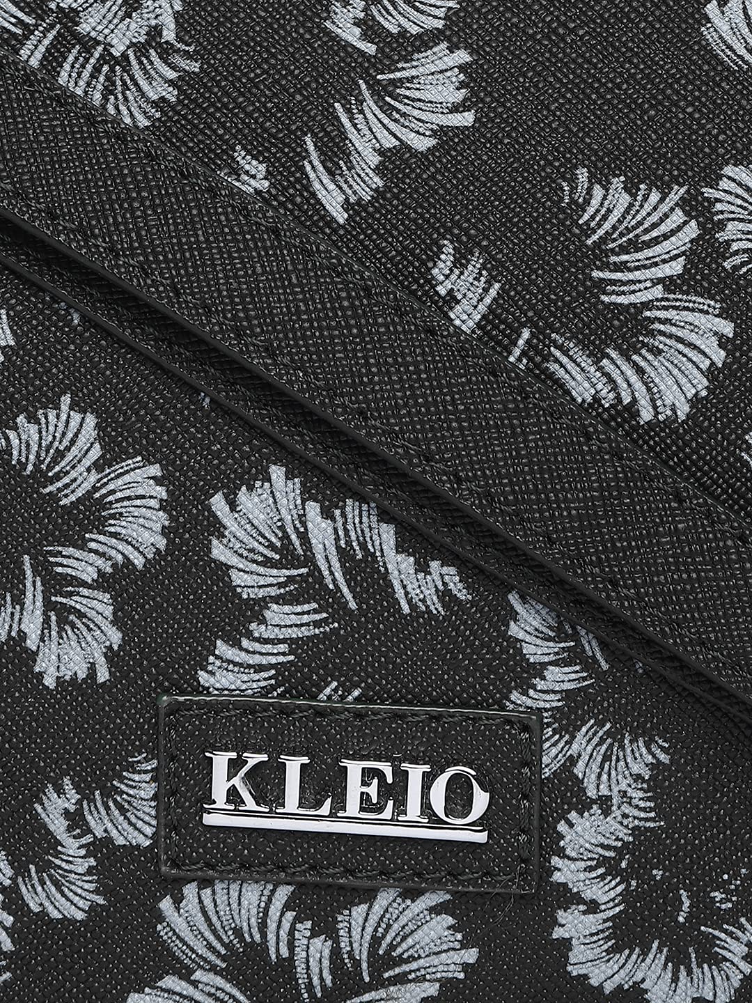 KLEIO Printed PU Leather Light Weight Double Sling Cross body Side Bag for Women and Girls(HO8071KL-BL)(Black) - SaumyasStore
