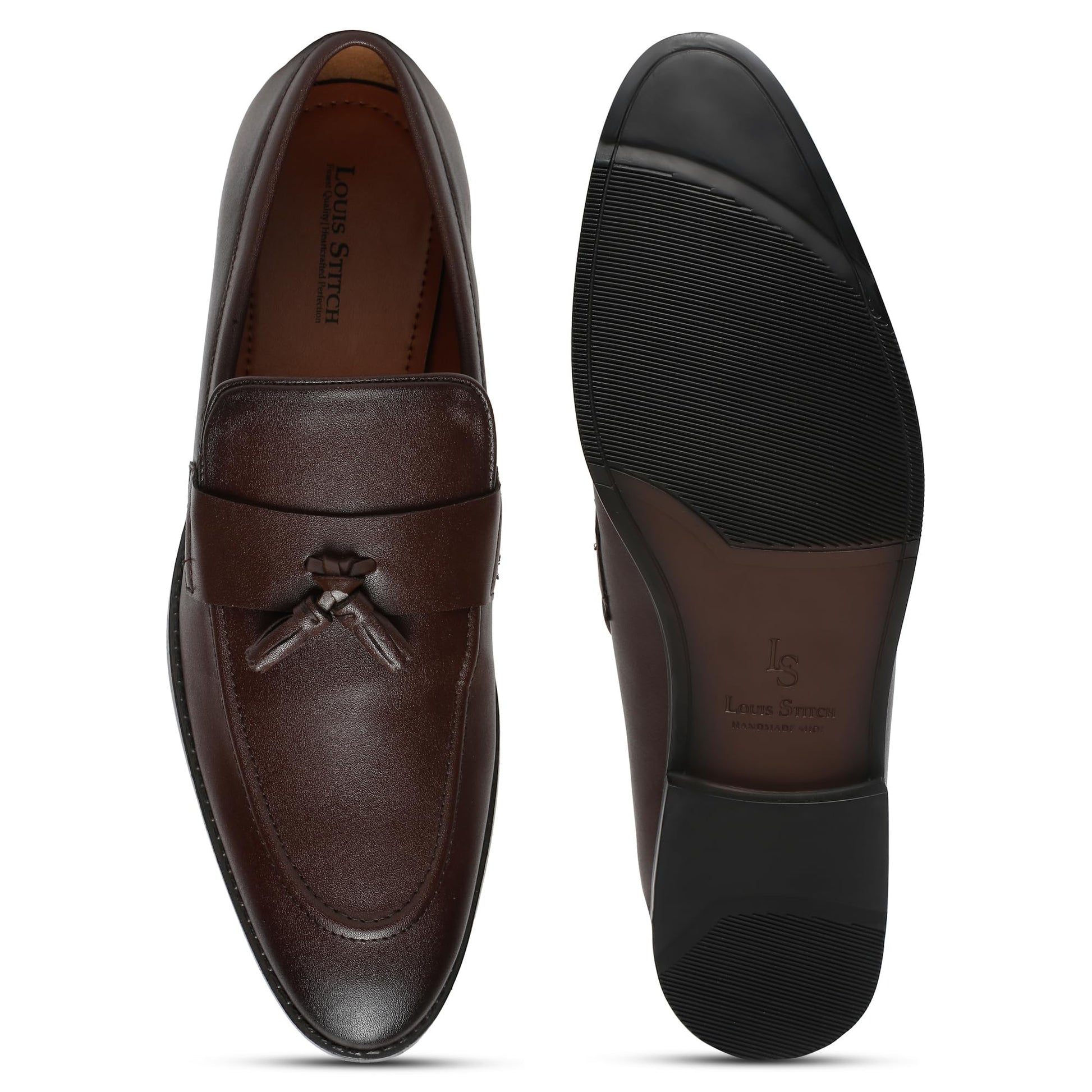 LOUIS STITCH Men's Brunette Brown Shoes Tassel Style Comfortable Moccasins for Men - SaumyasStore