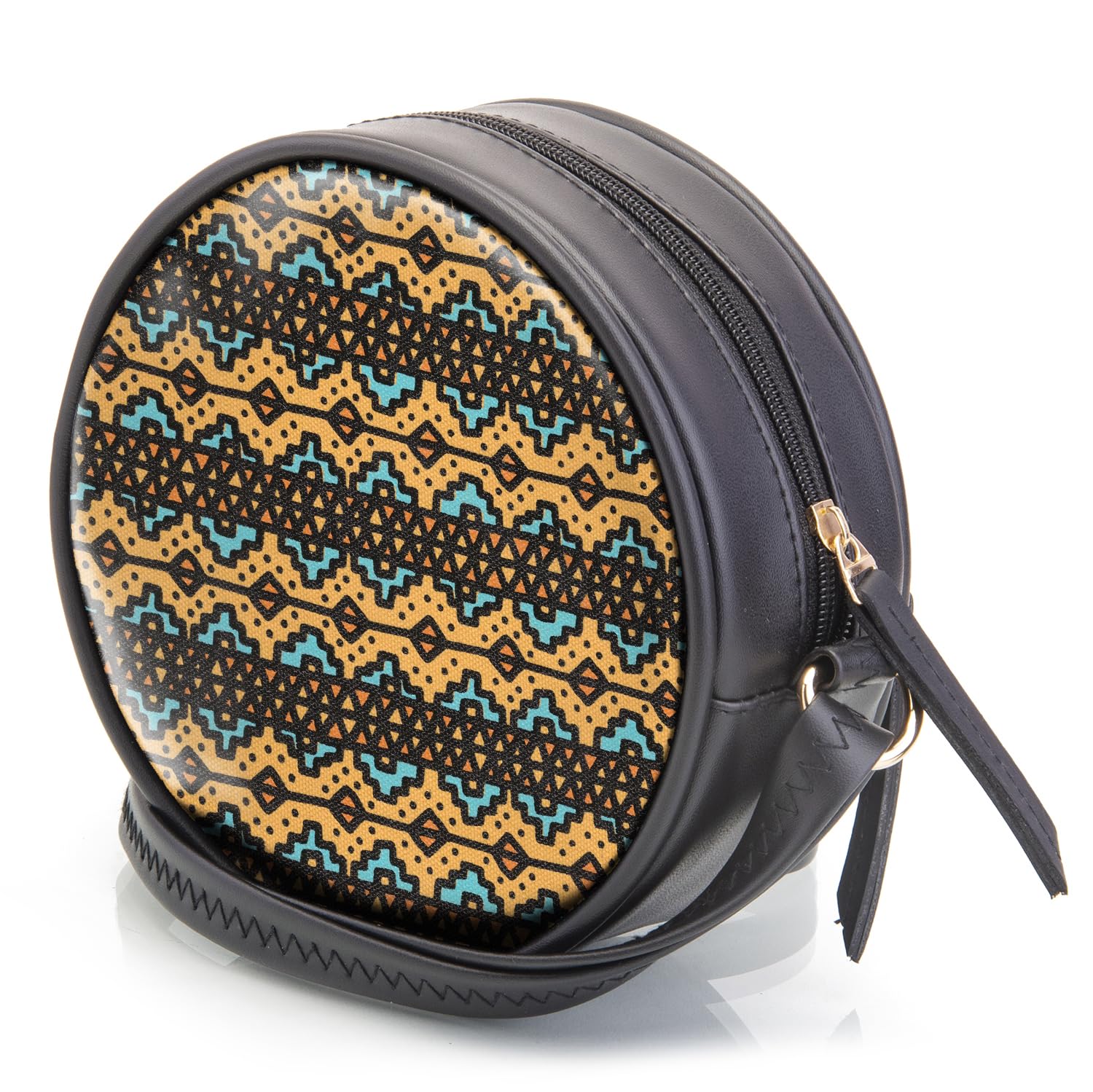 SACCI MUCCI Round Sling Bag, Printed Sling Bag For Girls, Women Sling Bag, Crossbody Bag For Women, gifts for women/Girls -EthnicTraditional Print (Black) - SaumyasStore