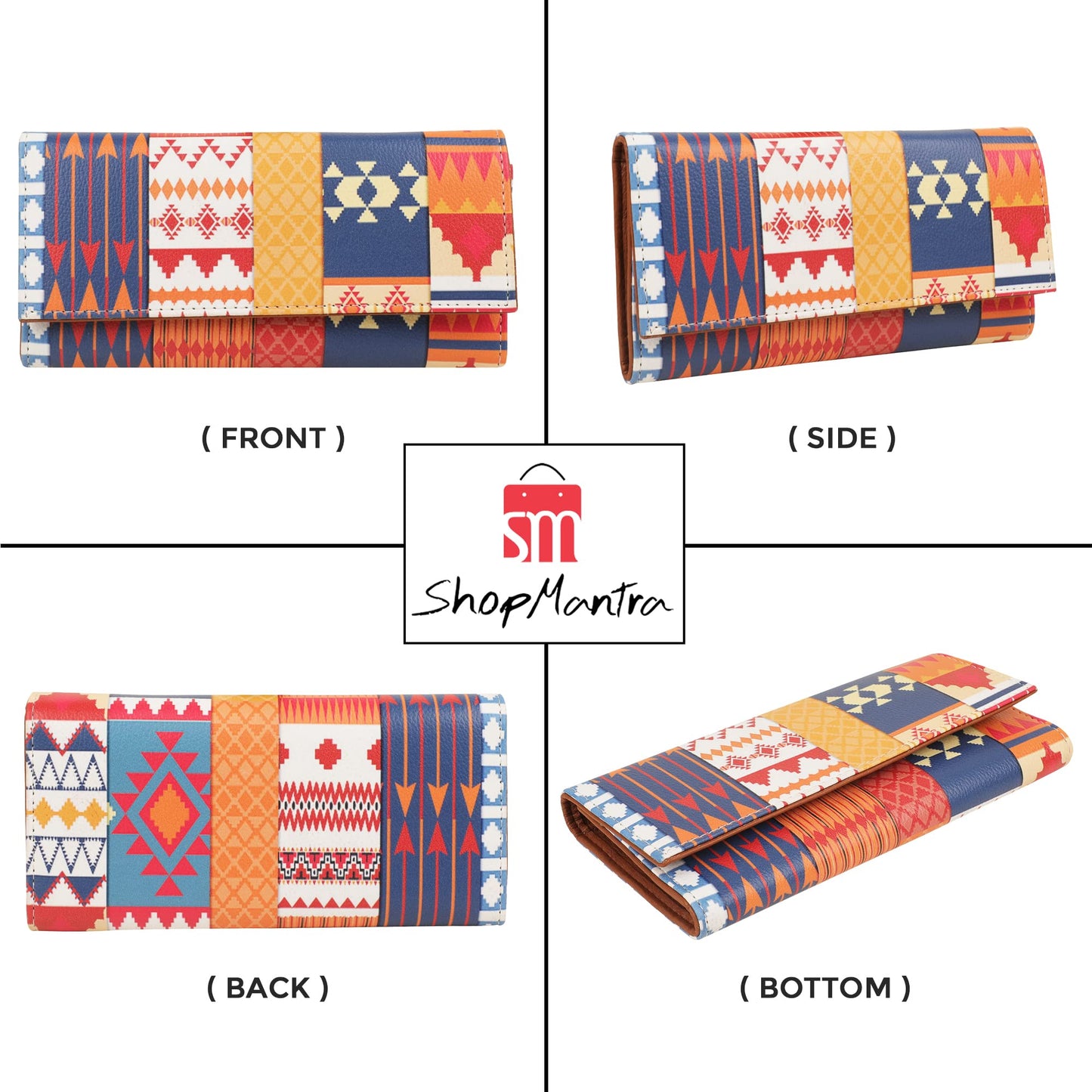 ShopMantra Abstract Triangle Pattern Multicolor Faux Leather Printed Women's Wallet - SaumyasStore