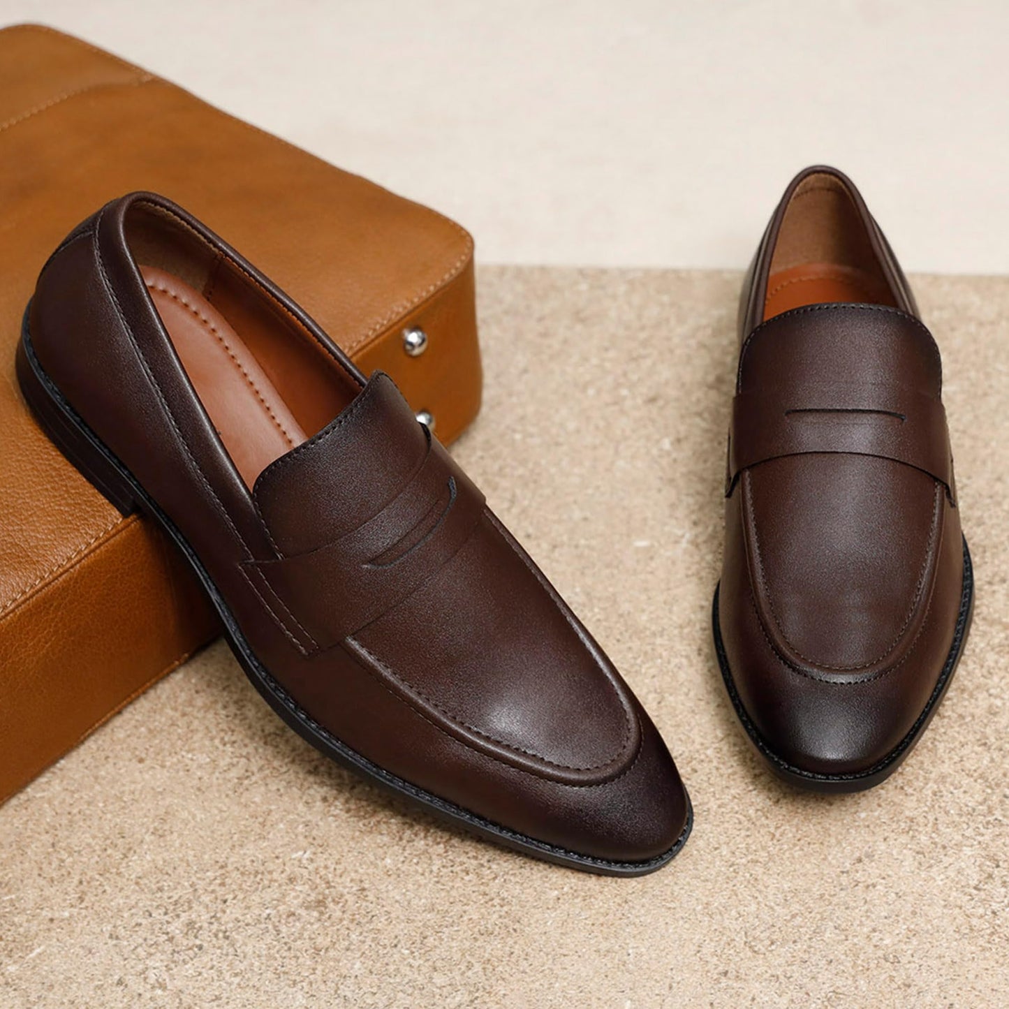 LOUIS STITCH Men's Brunette Brown Shoes Slipon Style Comfortable Moccasins for Men - SaumyasStore