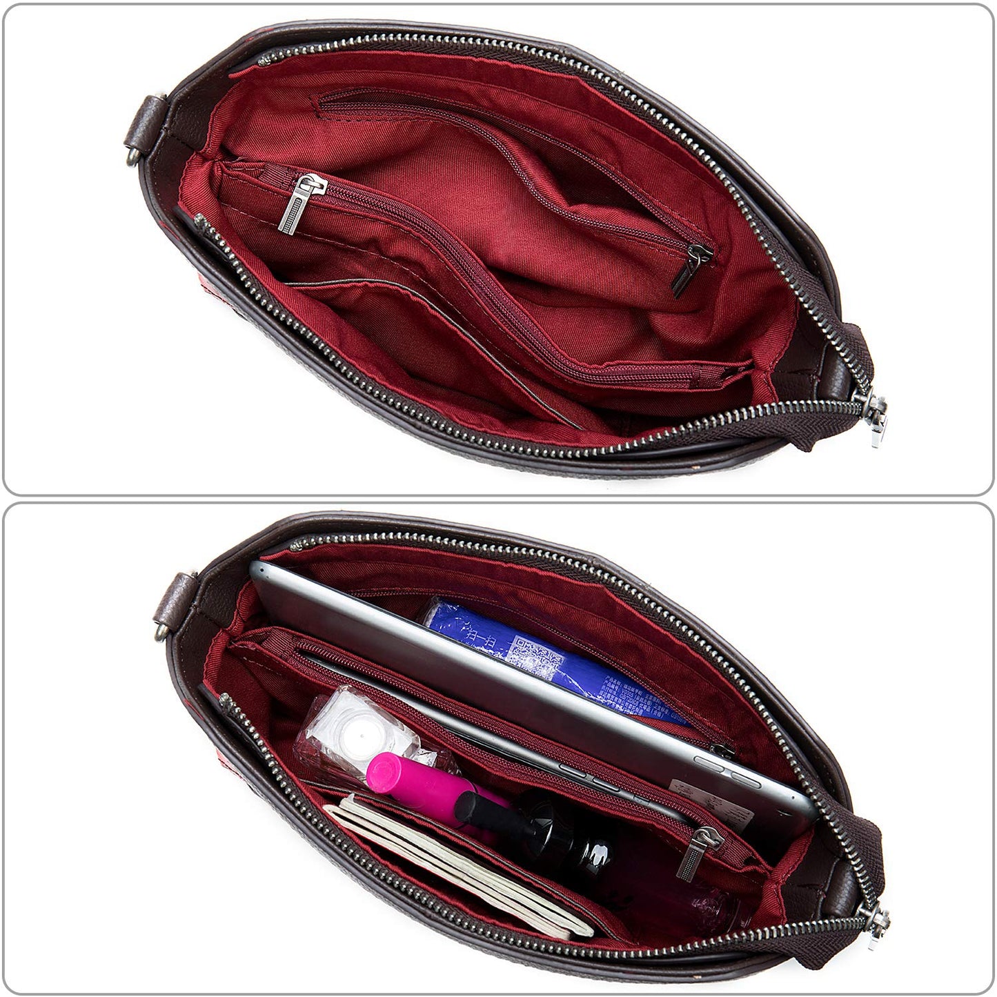 Handmade Genuine Leather Patchwork Ladies Handbags Exotic Boho Crossbody Purse Shoulder Bags for Women Block - SaumyasStore