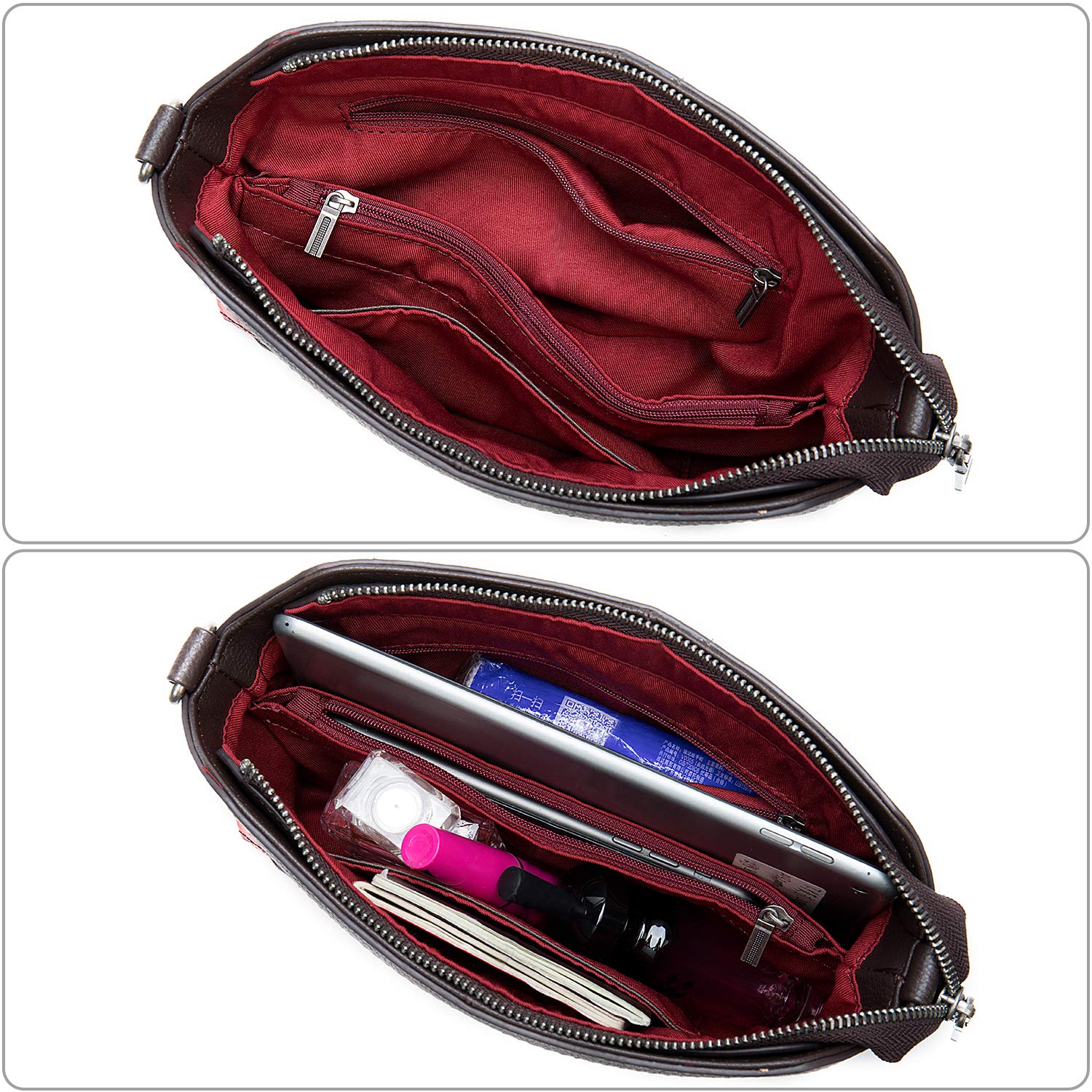 Handmade Genuine Leather Patchwork Ladies Handbags Exotic Boho Crossbody Purse Shoulder Bags for Women Block - SaumyasStore