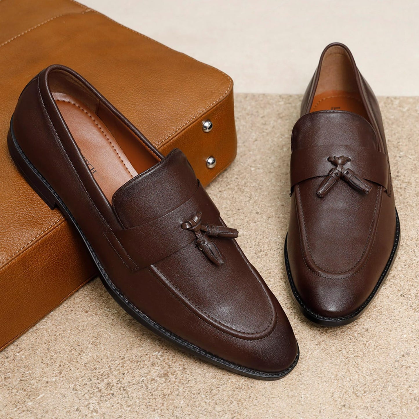 LOUIS STITCH Men's Brunette Brown Shoes Tassel Style Comfortable Moccasins for Men - SaumyasStore