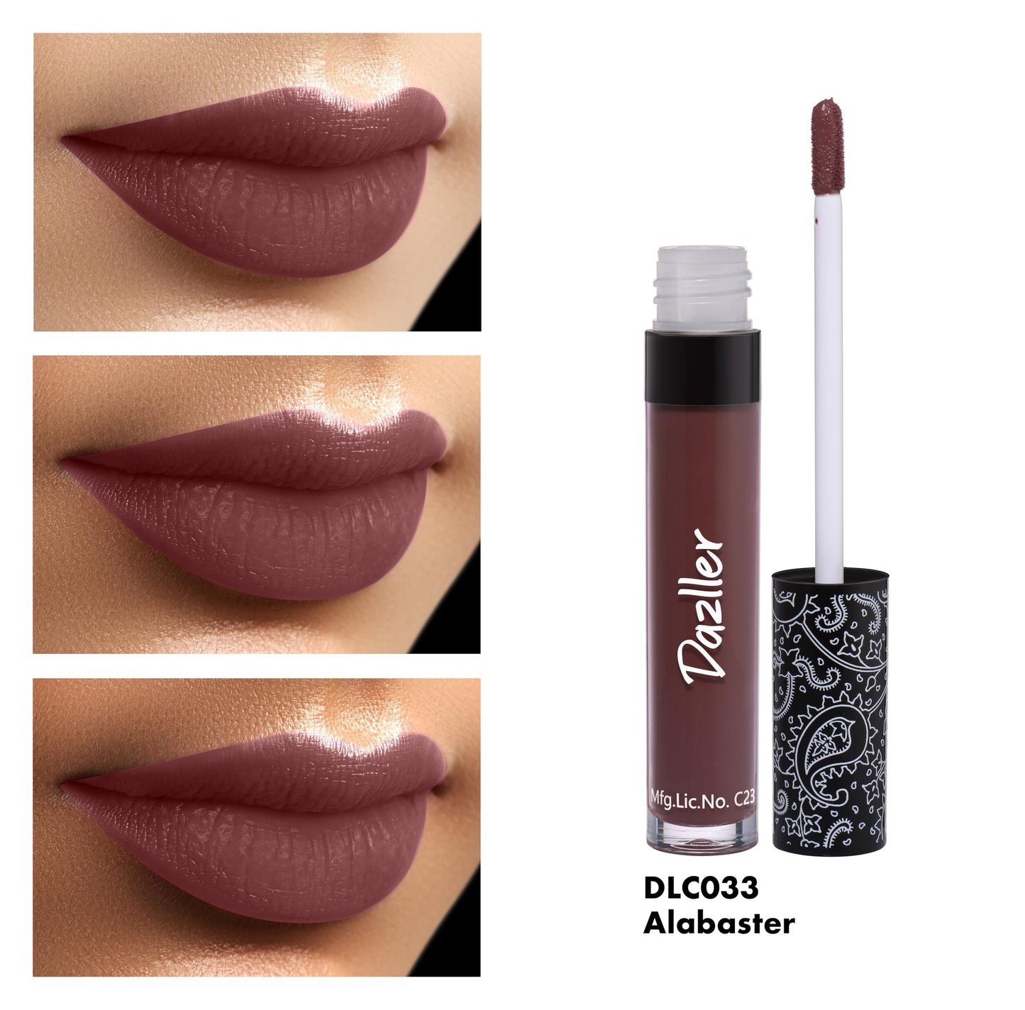 Dazller All Day Lipcolour,5g, DLC033-Alabaster, Ultra intense matte,Smudge-proof, Non-transfer,Lightweight,up to 8-hr Stay - SaumyasStore