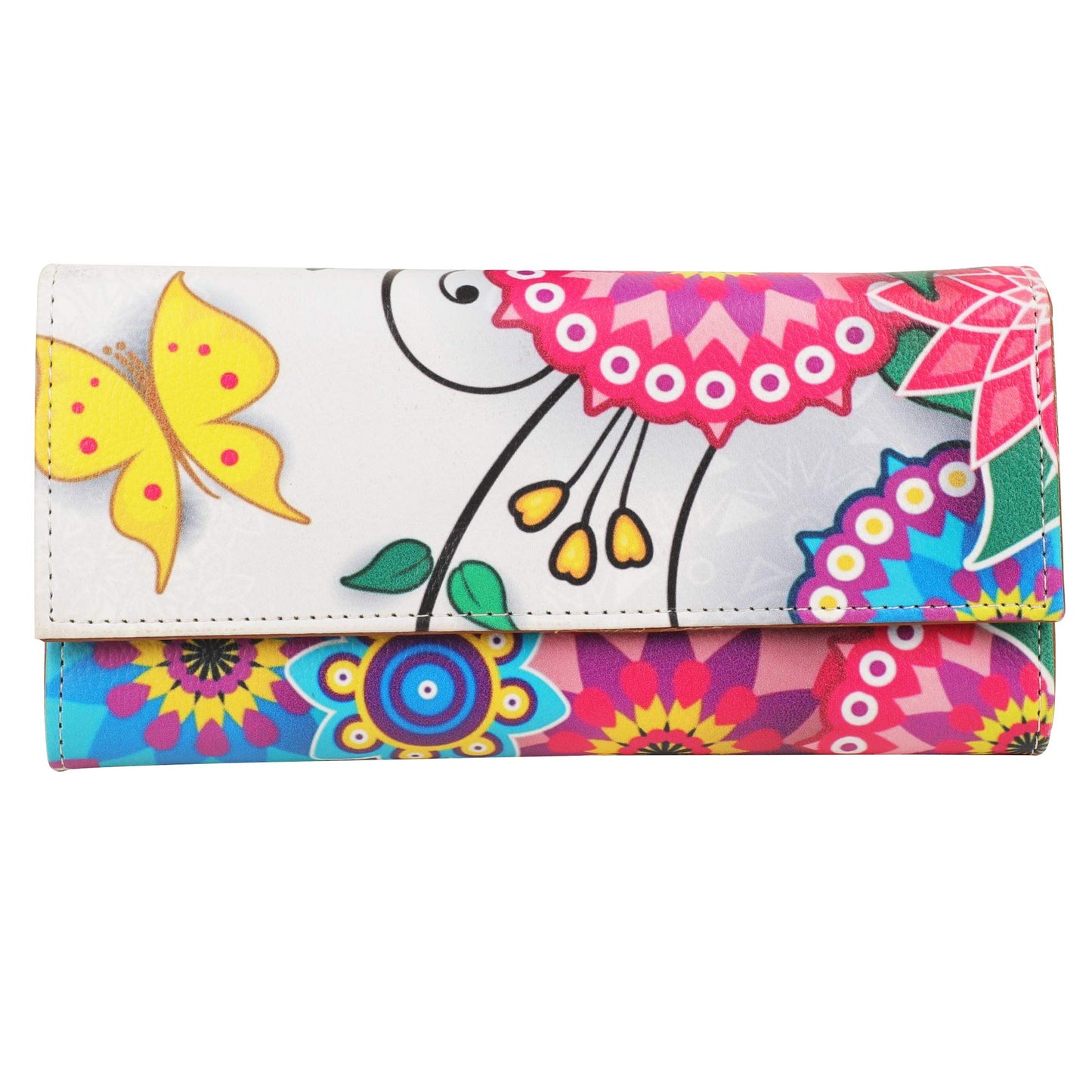 ShopMantra Wallet for Women's | Women's Wallet | Clutch | Vegan Leather | Holds Upto 11 Cards 1 ID Slot | 2 Notes and 1 Coin Compartment | Magnetic Closure | Multicolor - SaumyasStore