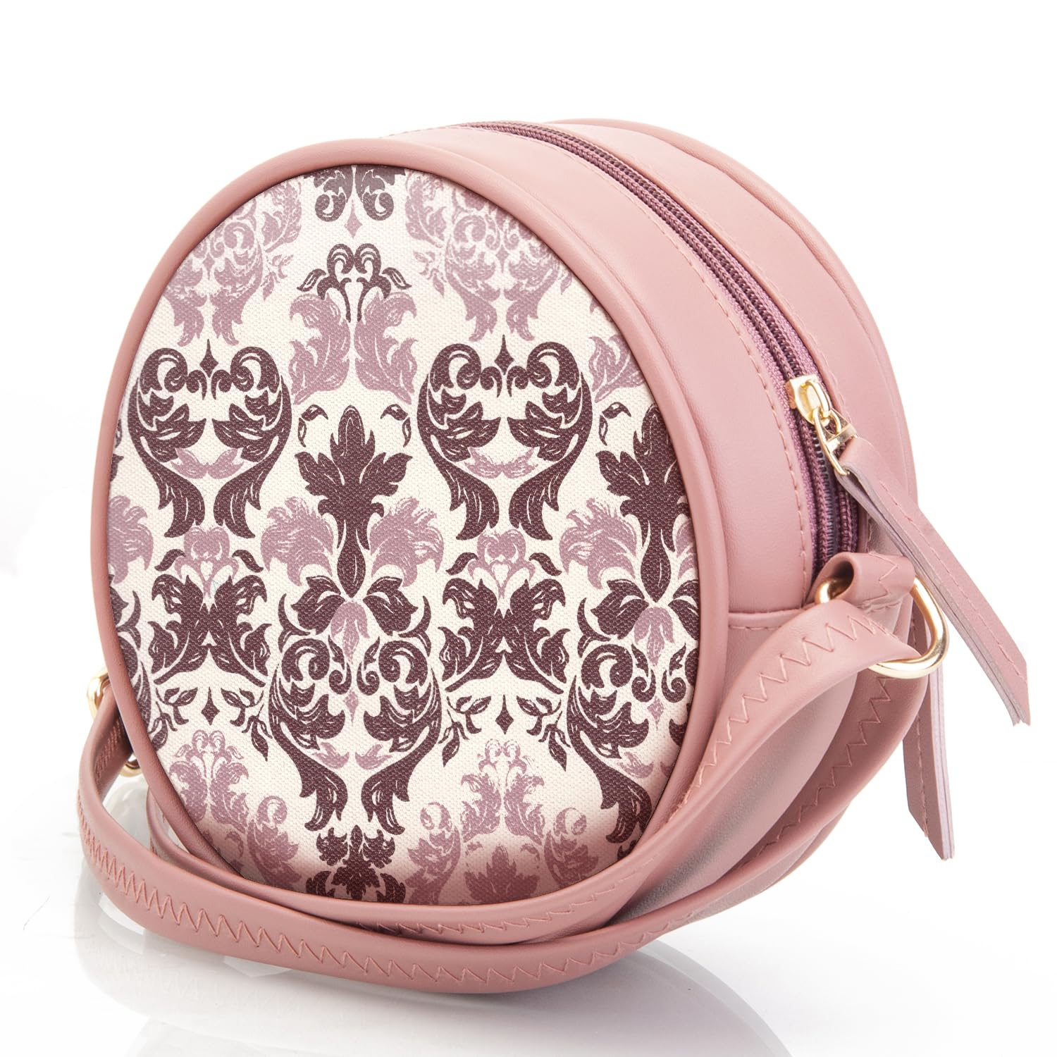 SACCI MUCCI Stylish One Side Shoulder Sling Bag with Zip Closure for Girls and Women trendy crossbody handbag- Damask (Blush) - SaumyasStore