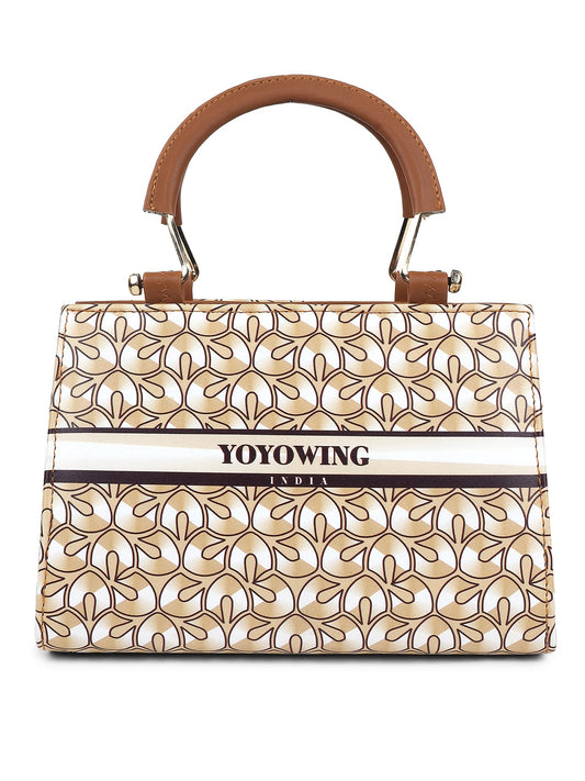 YOYOWING Cherry Brown Sling bag for women PU Synthetic Leather Cross body Ladies sling purse travel Geometric Pattern - SaumyasStore