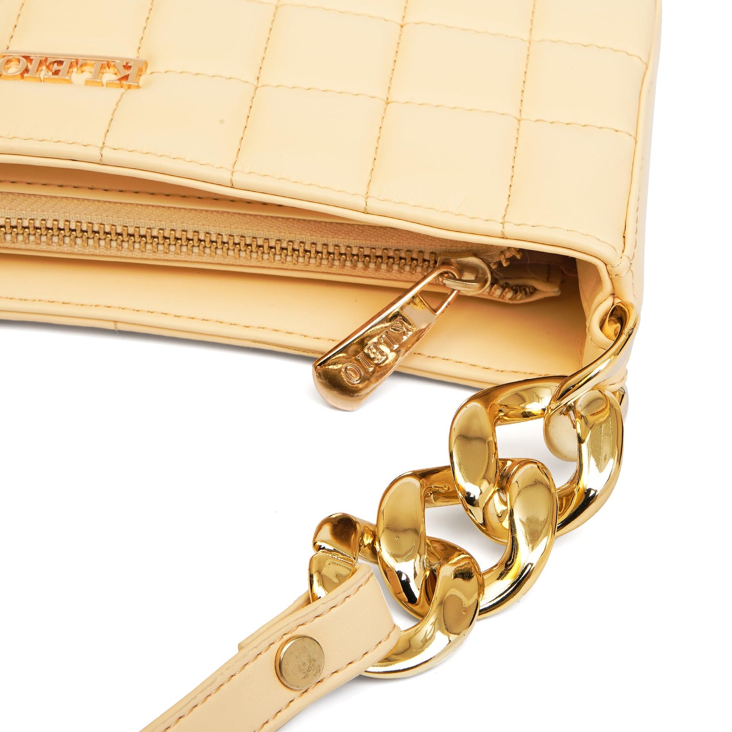 KLEIO Vegan Leather Quilted Elegant Sling Bag For Women with Zip Closure (Cream) | Casual Crossbody Bag for Girls for Everyday Use | Suitable for Parties, Functions, College & Office - SaumyasStore