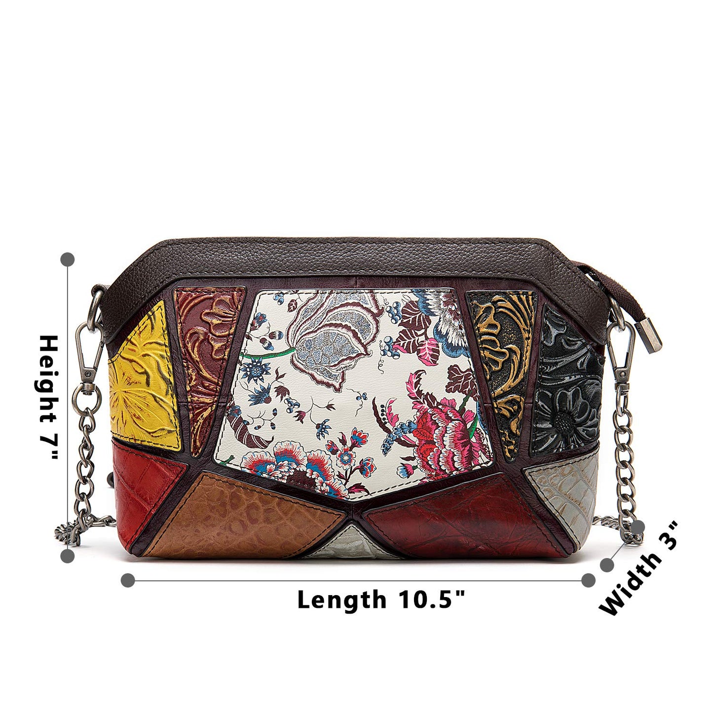 Handmade Genuine Leather Patchwork Ladies Handbags Exotic Boho Crossbody Purse Shoulder Bags for Women Block - SaumyasStore