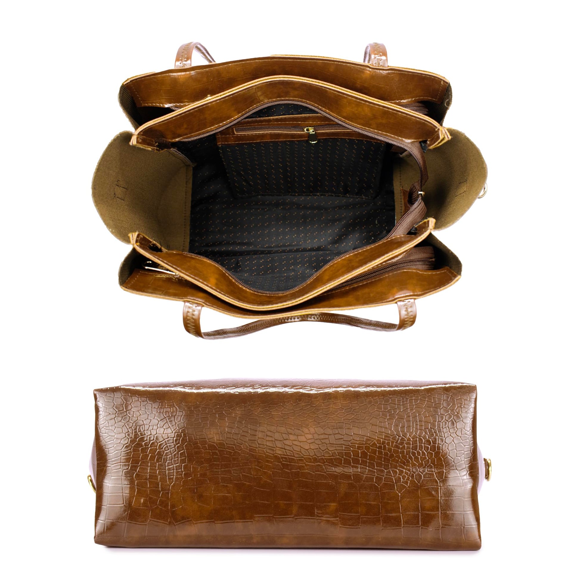 Horse and Hash Croco Pattern Tote Bags For Womens and Girls Shoulder Bag Extra Spacious (Tan) - SaumyasStore