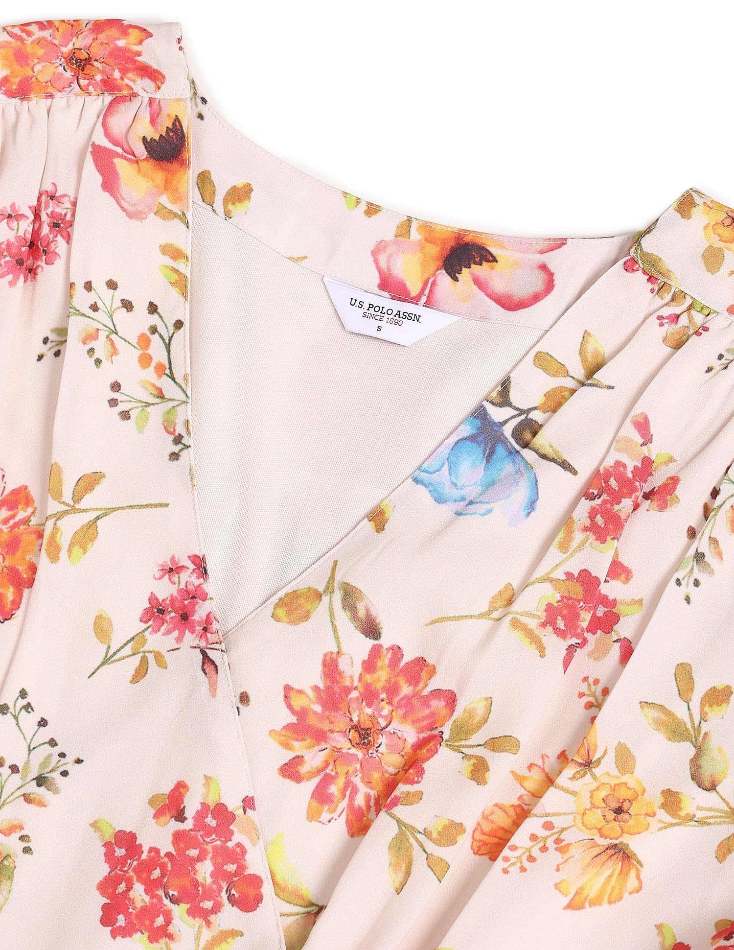 USPOLO Womens Women's Polyester WRAP Midi Casual Dress (White) - SaumyasStore