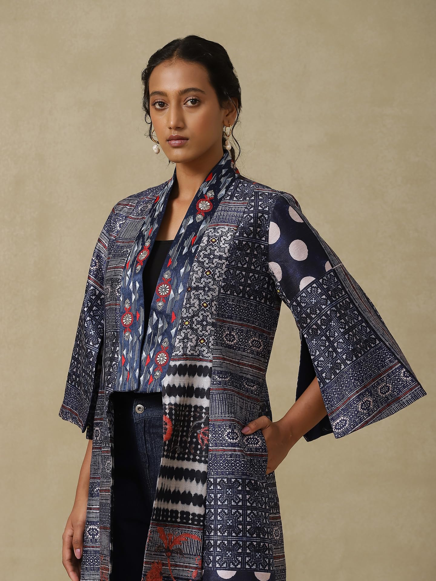 Aarke Ritu Kumar Indigo Printed Jacket - SaumyasStore