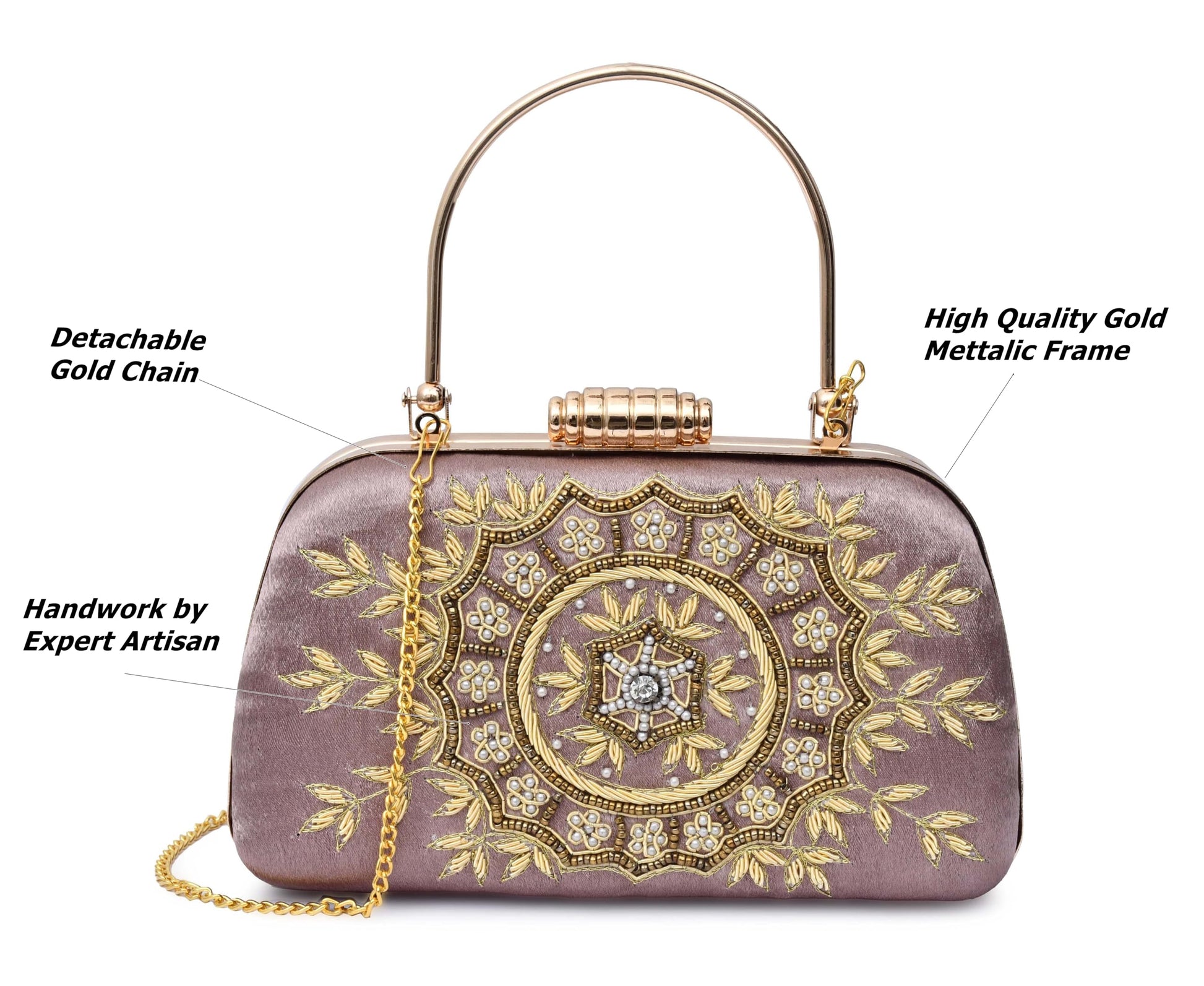 For The Beautiful You Embroidered Women's Clutch (rd-199) (Pink) - SaumyasStore