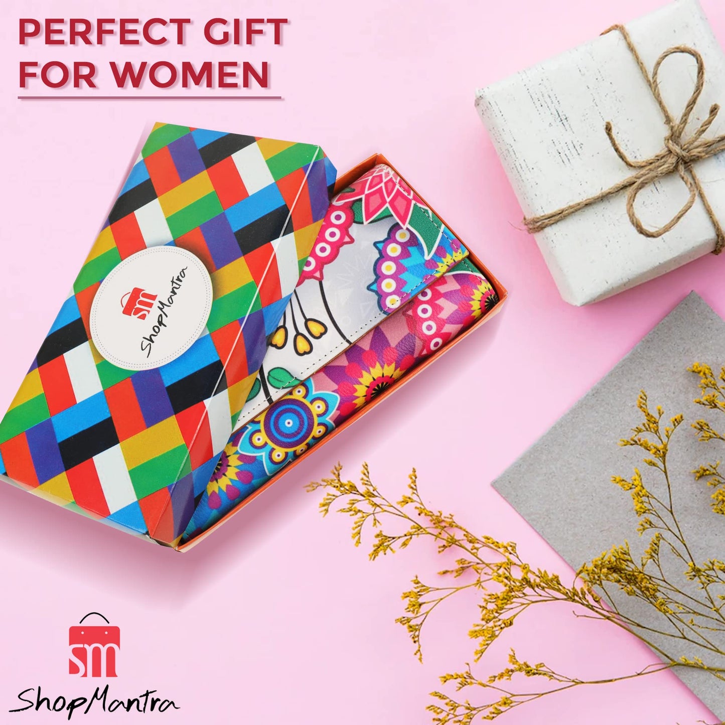 ShopMantra Wallet for Women's | Women's Wallet | Clutch | Vegan Leather | Holds Upto 11 Cards 1 ID Slot | 2 Notes and 1 Coin Compartment | Magnetic Closure | Multicolor - SaumyasStore