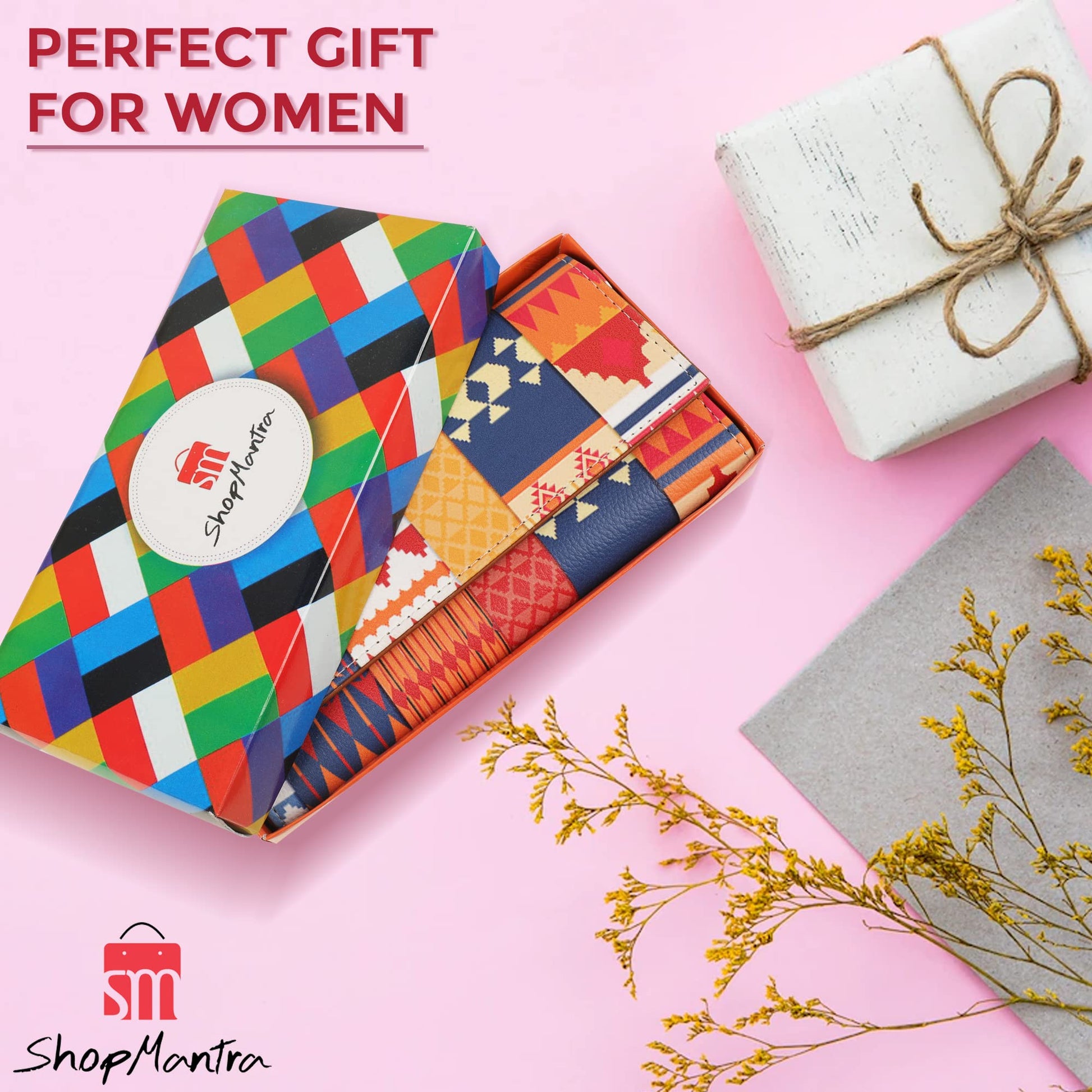 ShopMantra Abstract Triangle Pattern Multicolor Faux Leather Printed Women's Wallet - SaumyasStore