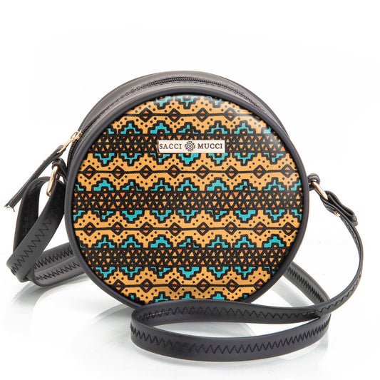 SACCI MUCCI Round Sling Bag, Printed Sling Bag For Girls, Women Sling Bag, Crossbody Bag For Women, gifts for women/Girls -EthnicTraditional Print (Black) - SaumyasStore