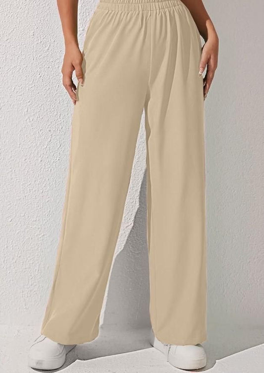 AAHWAN Women's Solid Loose Fit High-Rise Palazzo - SaumyasStore