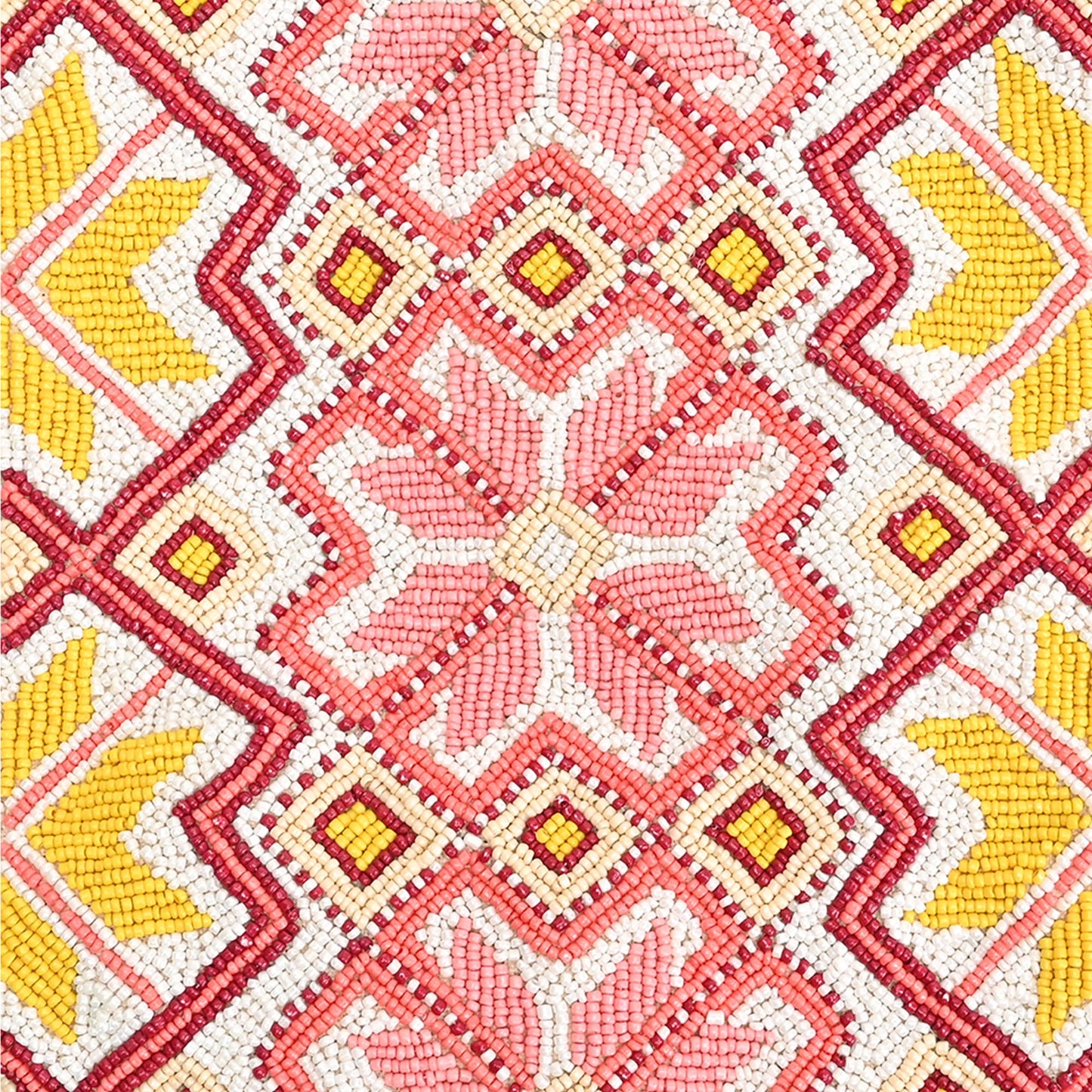 Boho Girl Geometric Beaded Maroon Tote with Pompom Tassles | Canvas Tote Bag for Women and Girls with Zip and Tassels - SaumyasStore