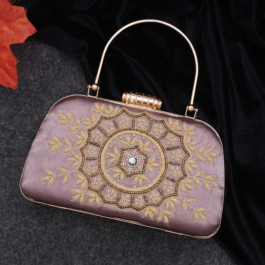 For The Beautiful You Embroidered Women's Clutch (rd-199) (Pink) - SaumyasStore