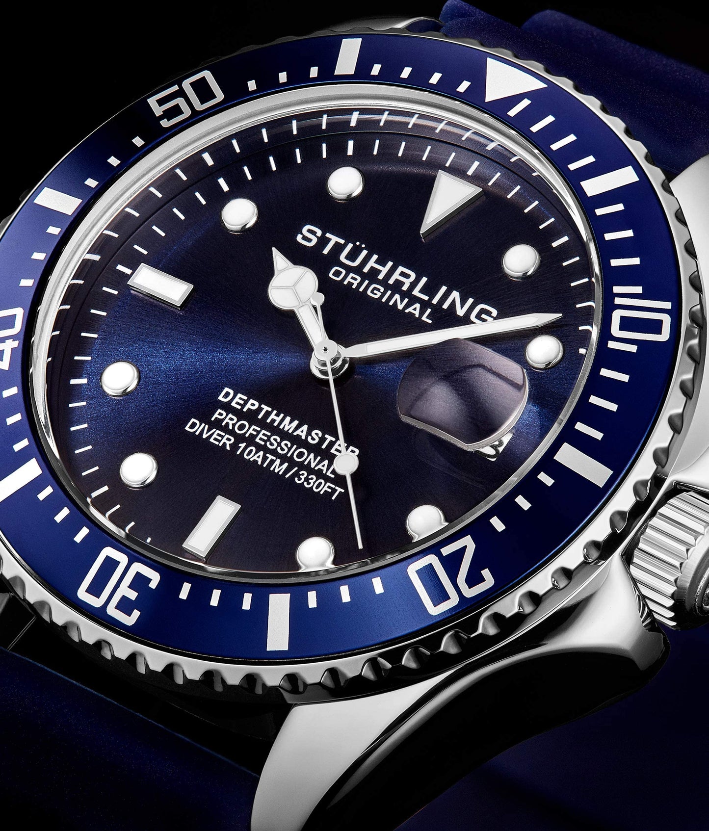 Stuhrling Original Watches for Men - Pro Diver Watch - Sports Watch for Men with Screw Down Crown for 330 Ft. of Water Resistance - Analog Dial, Quartz Movement - Mens Watches Collection (Blue) - SaumyasStore