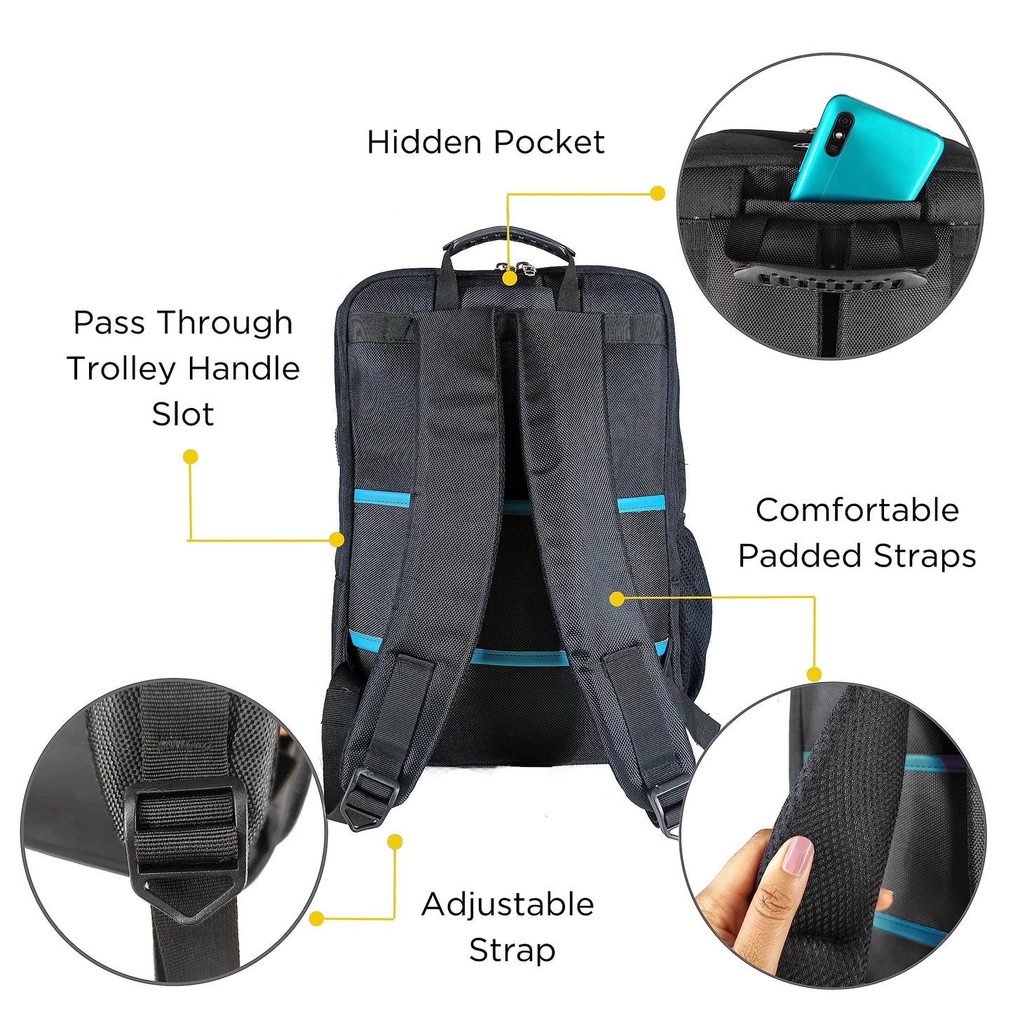 Funk For Hire Printed Leatherette 15.6" inch Laptop Backpack with USB Charging Port - White & Black - SaumyasStore